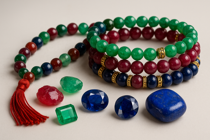 generate a gemstone image with tasbi and braclets