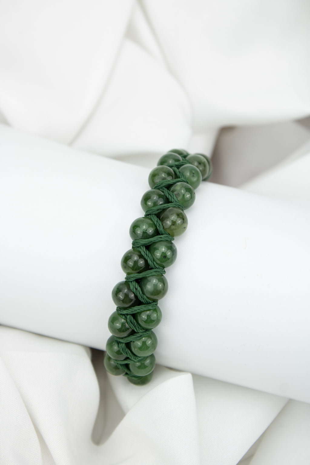 Natural Afghan Nephrite Jade Bead Bracelet