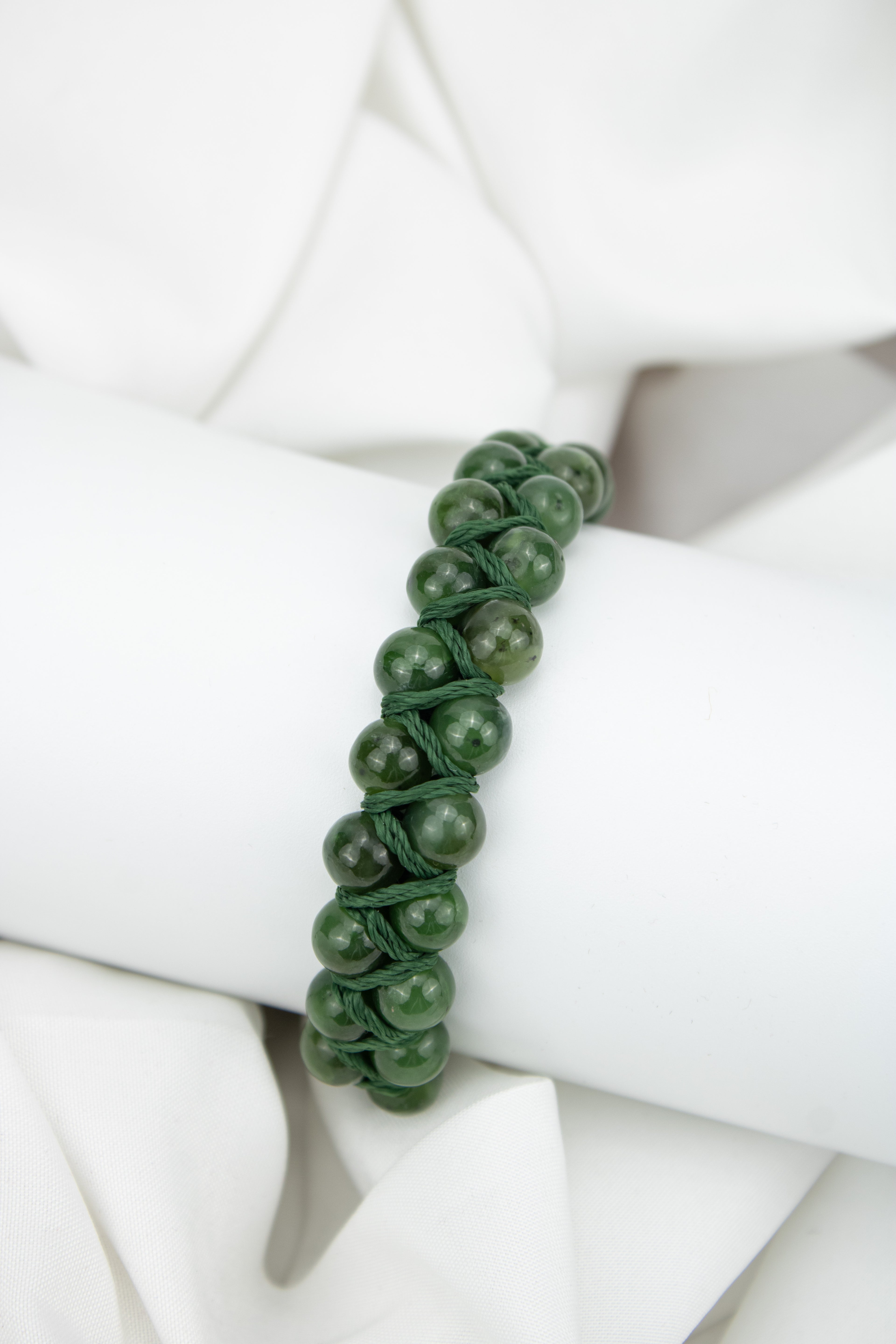 Natural Afghan Nephrite Jade Bead Bracelet
