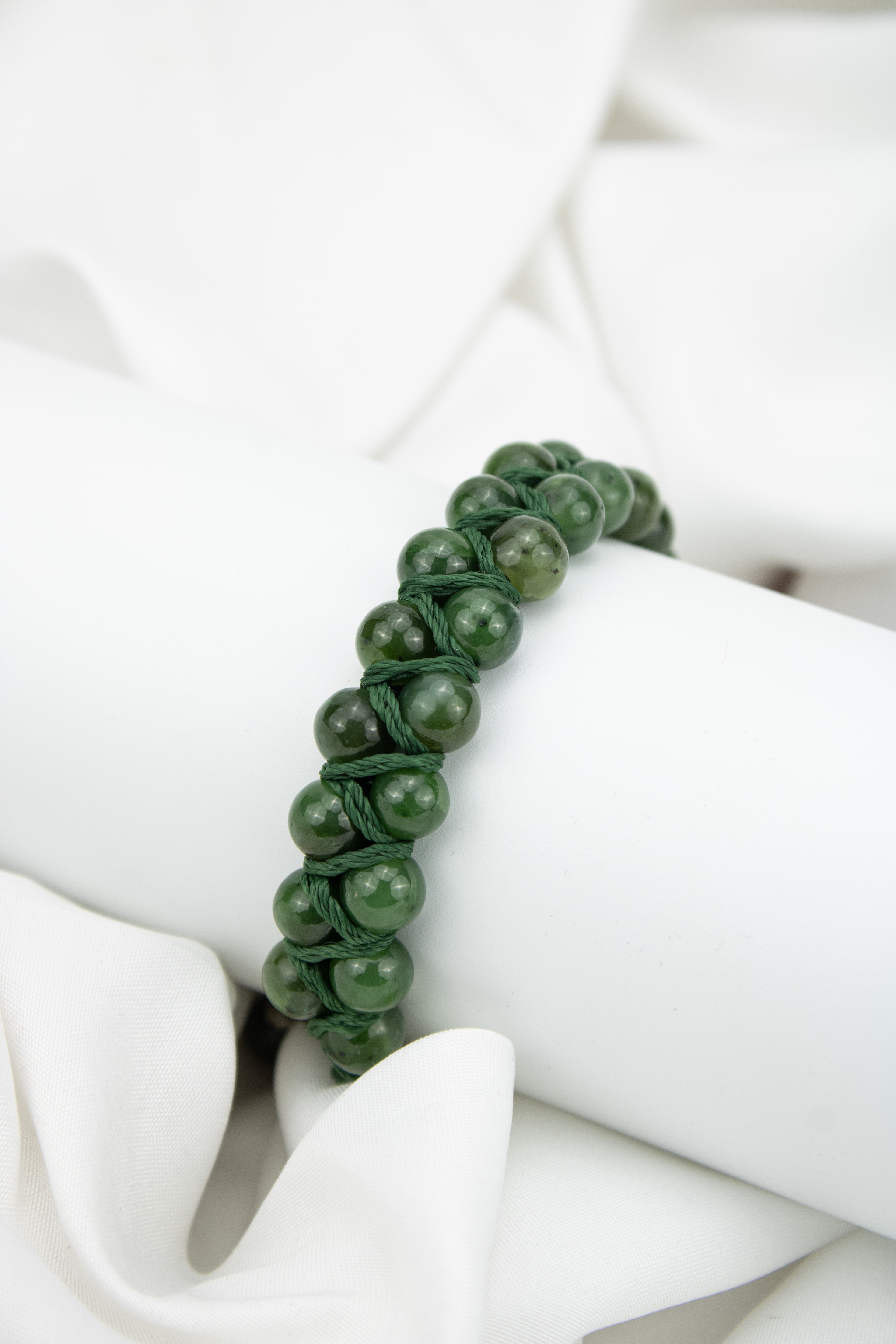 Natural Afghan Nephrite Jade Bead Bracelet