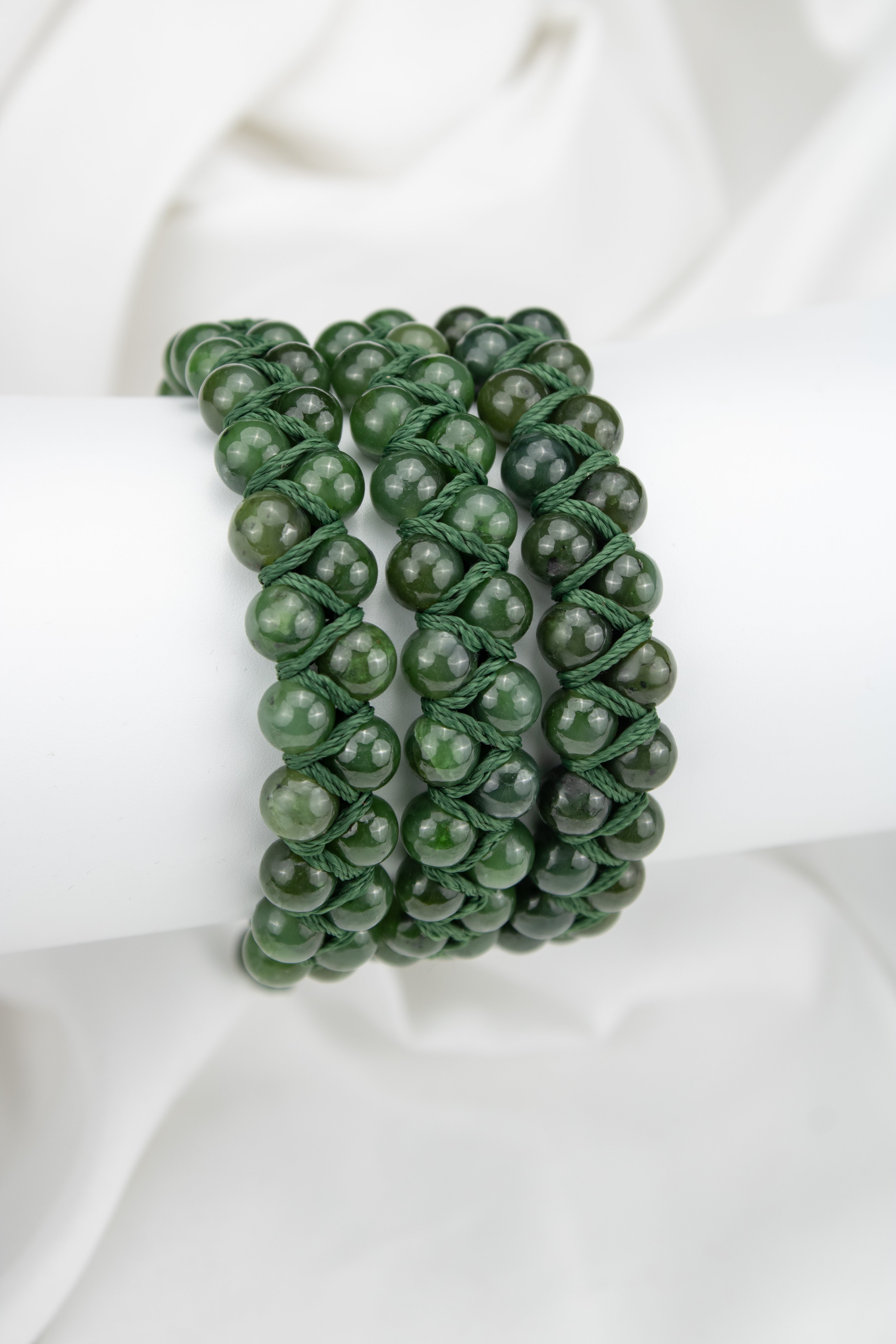 Natural Afghan Nephrite Jade Bead Bracelet