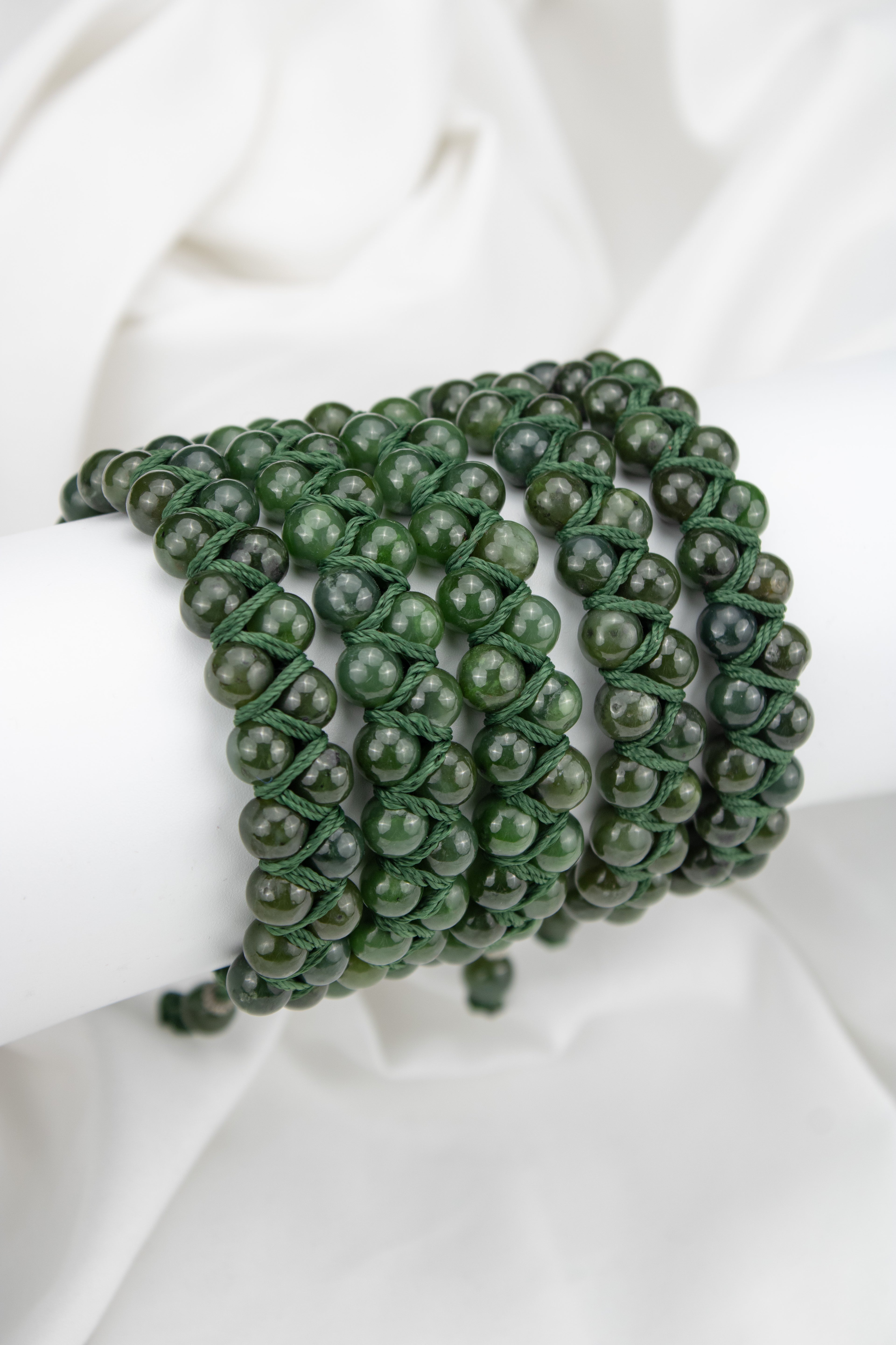 Natural Afghan Nephrite Jade Bead Bracelet