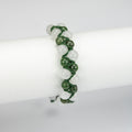 Natural Nephrite Jade & Calcite Woven Bracelet – Handmade Afghan Gemstone Beaded Bracelet – Green & White – Adjustable Free Size