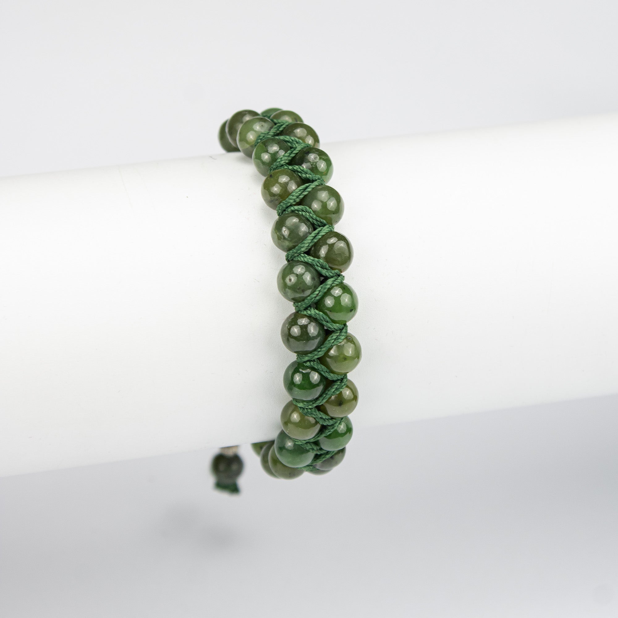 Natural Nephrite Jade Woven Bracelet – Handmade Afghan Gemstone Beaded Bracelet – Adjustable Free Size
