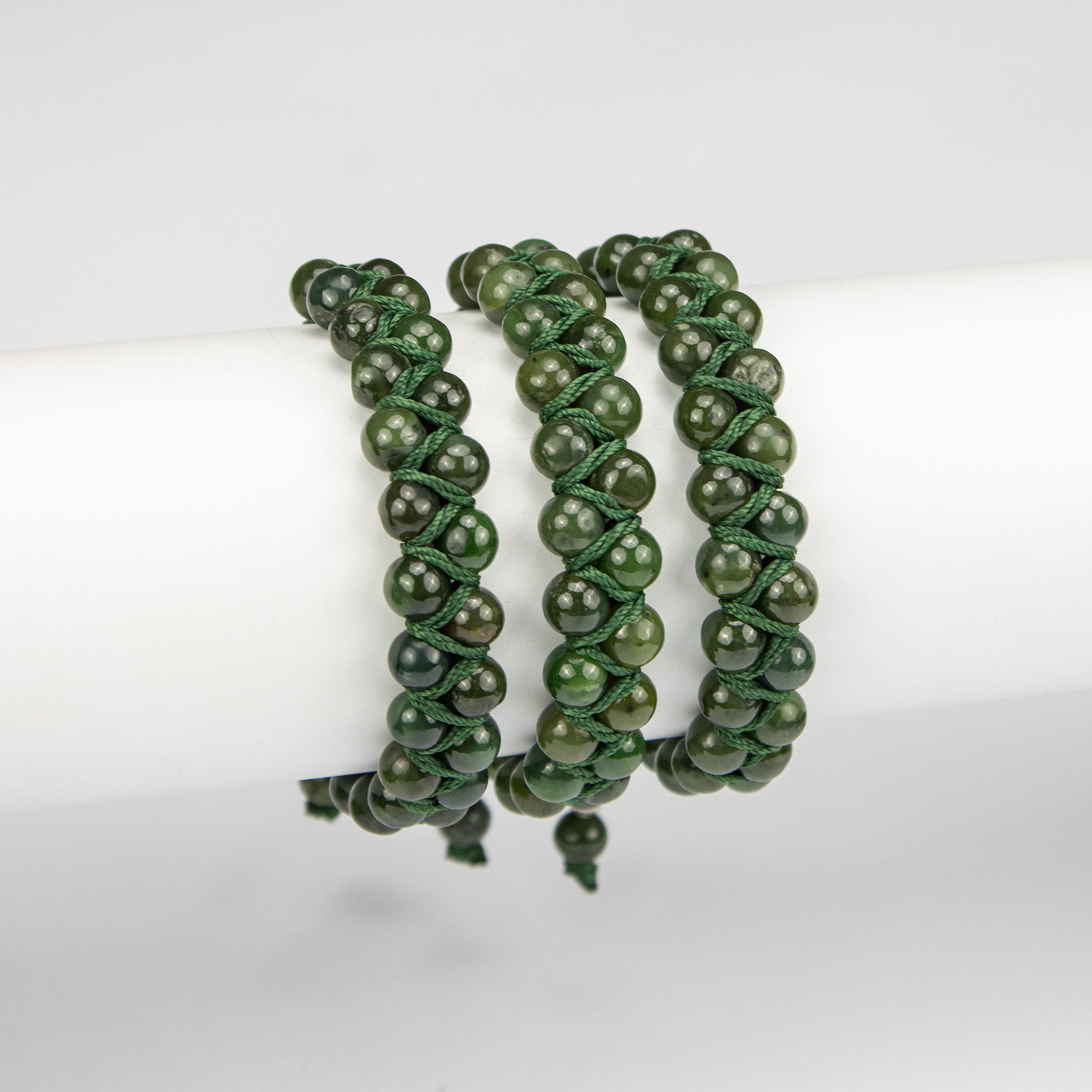 Natural Nephrite Jade Woven Bracelet – Handmade Afghan Gemstone Beaded Bracelet – Adjustable Free Size