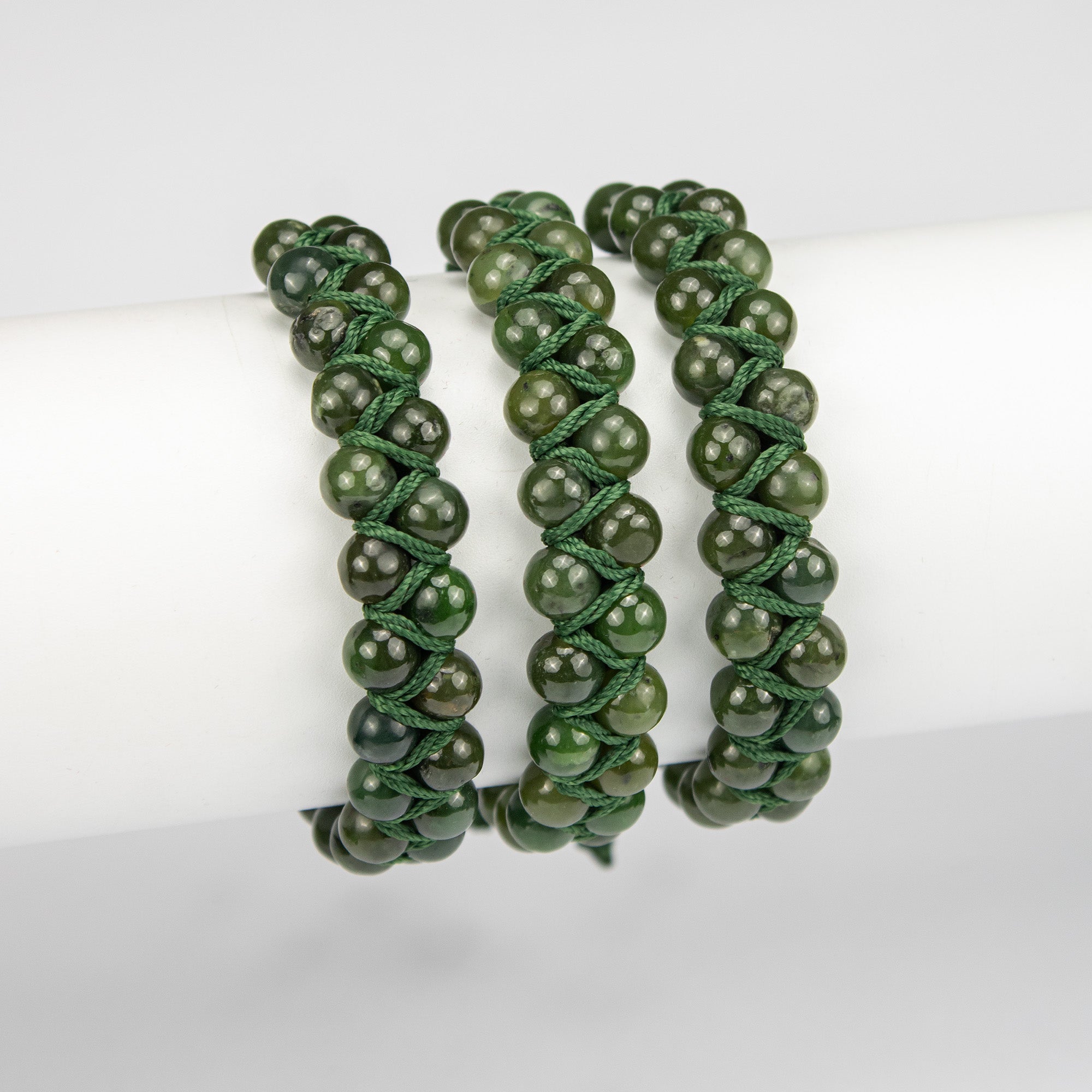 Natural Nephrite Jade Woven Bracelet – Handmade Afghan Gemstone Beaded Bracelet – Adjustable Free Size
