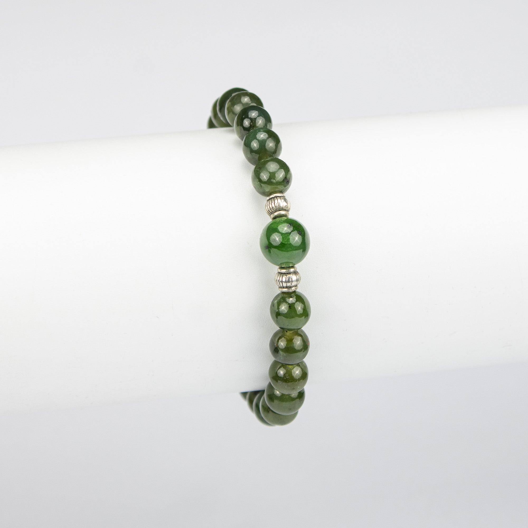Natural Nephrite Jade Bead Bracelet – Handmade Afghan Gemstone Jewelry  – Adjustable Free Size