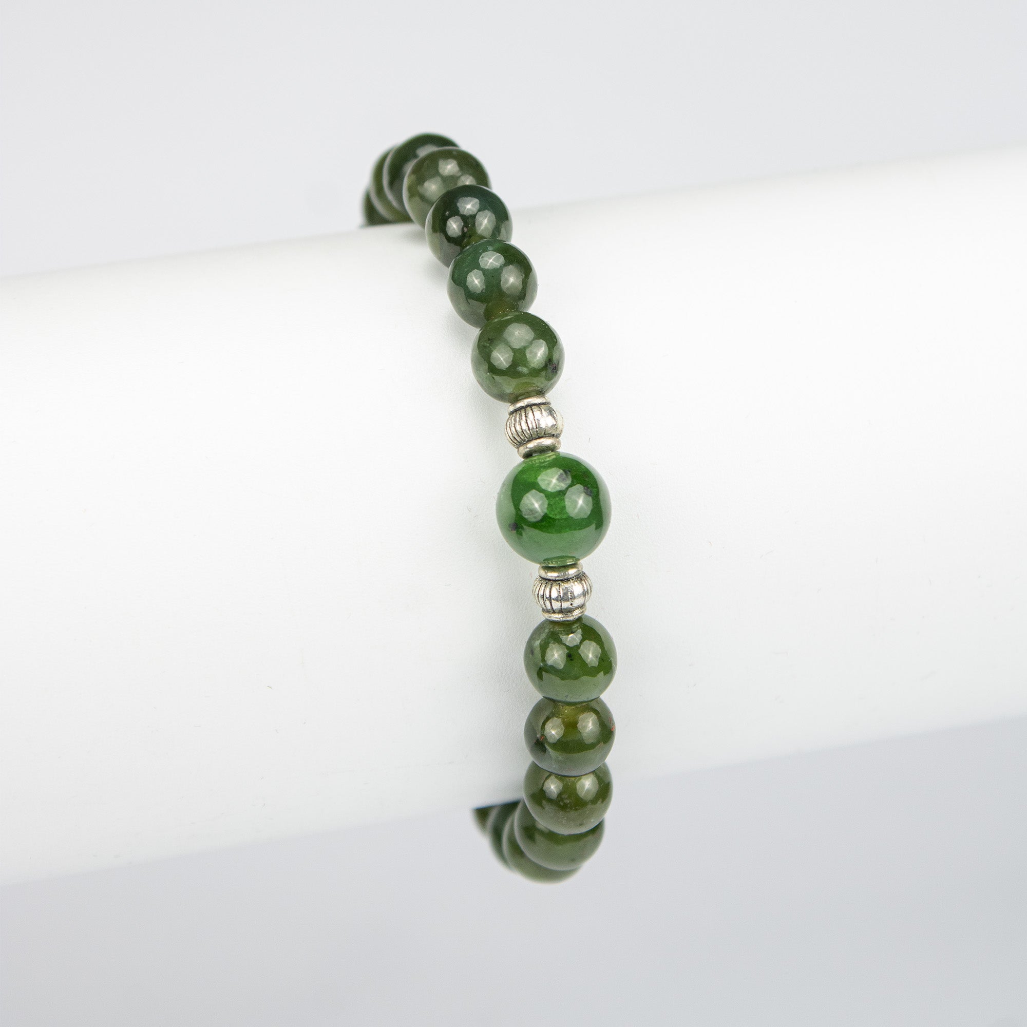 Natural Nephrite Jade Bead Bracelet – Handmade Afghan Gemstone Jewelry  – Adjustable Free Size