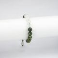 Natural Nephrite Jade & White Calcite Beaded Bracelet – Handmade Afghan Gemstone Bracelet – Green & White – Adjustable Free Size