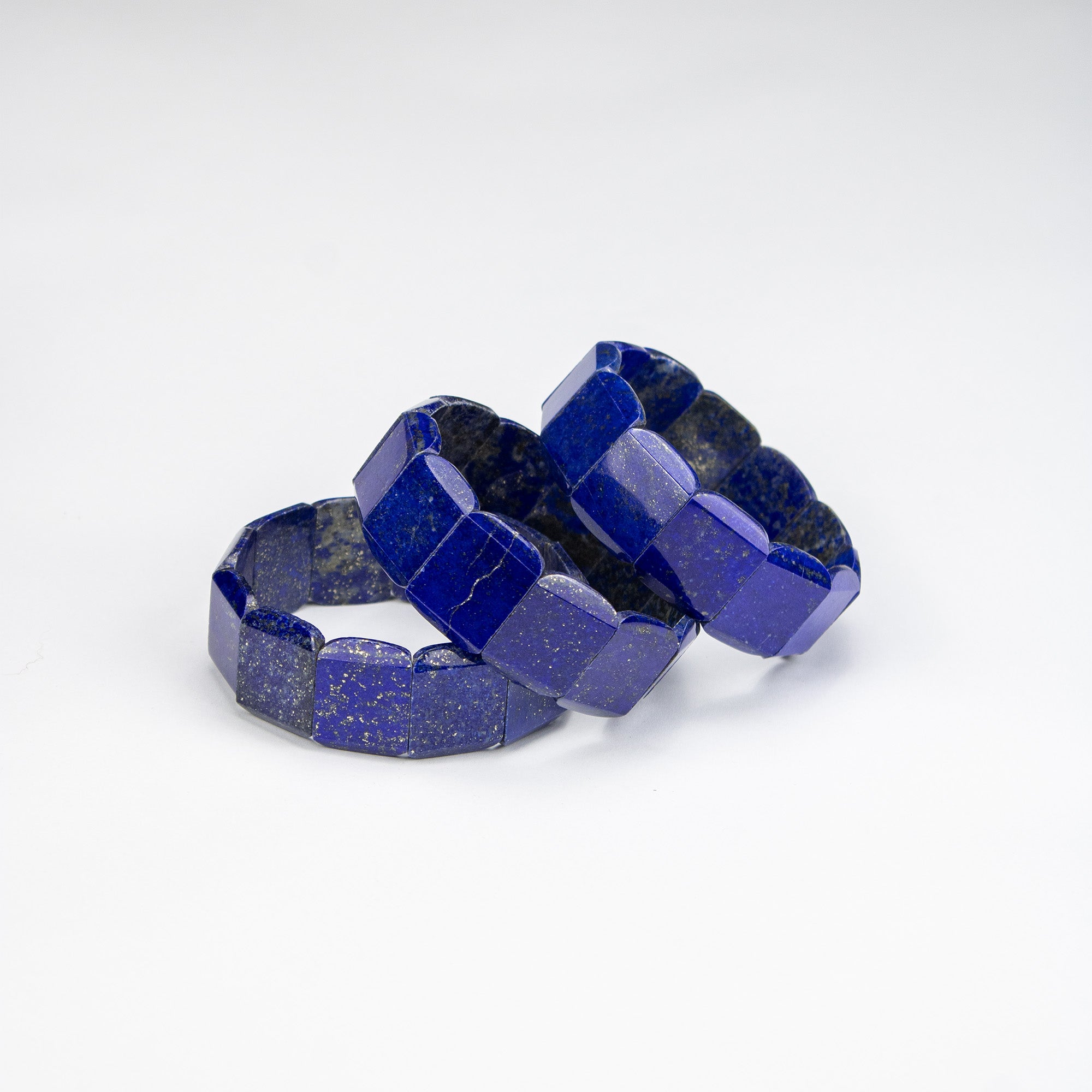Natural Lapis Lazuli Square Cut Bracelet – Handmade Afghan Gemstone Bracelet with Pyrite – Premium Blue Stone – Adjustable Free Size