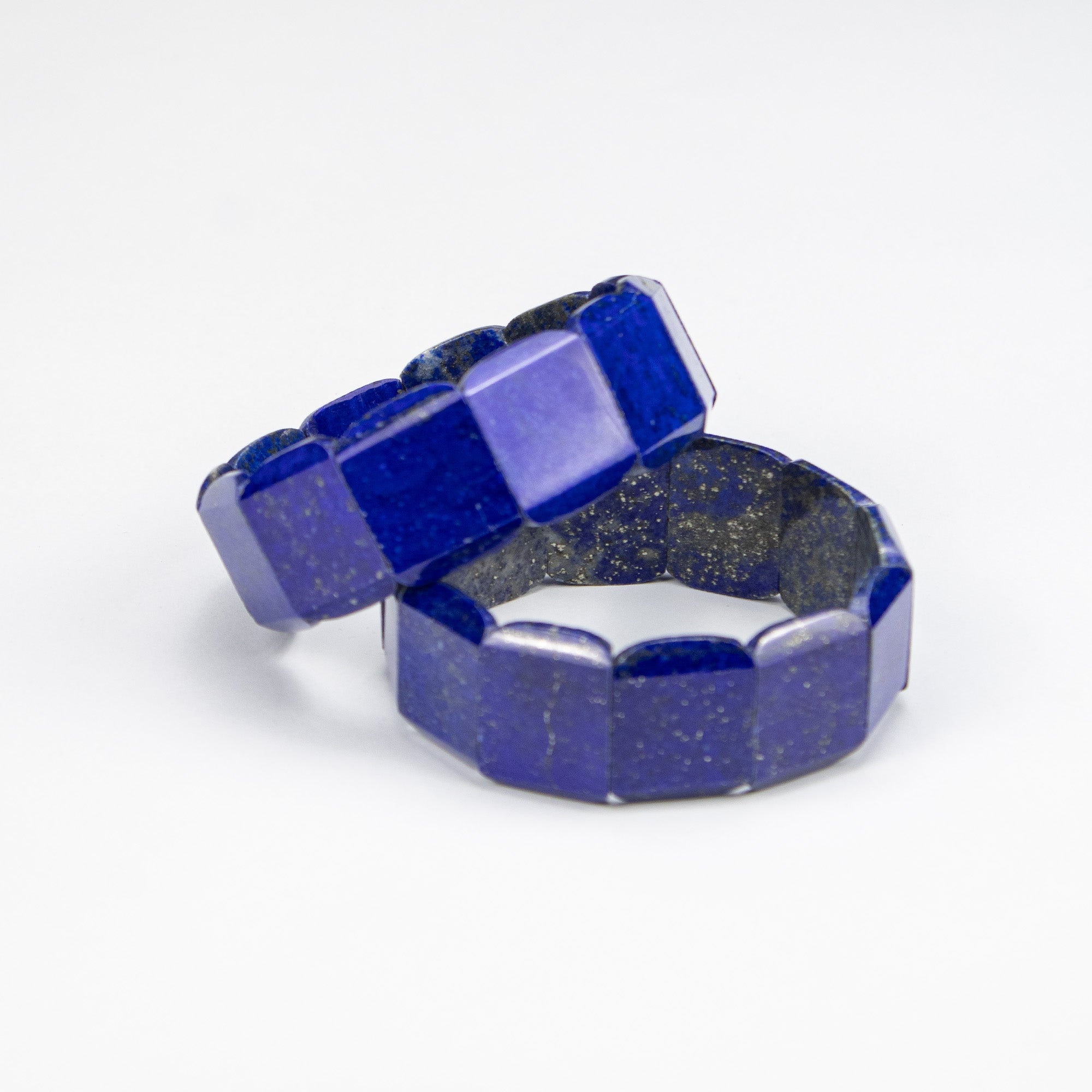 Natural Lapis Lazuli Square Cut Bracelet – Handmade Afghan Gemstone Bracelet with Pyrite – Premium Blue Stone – Adjustable Free Size