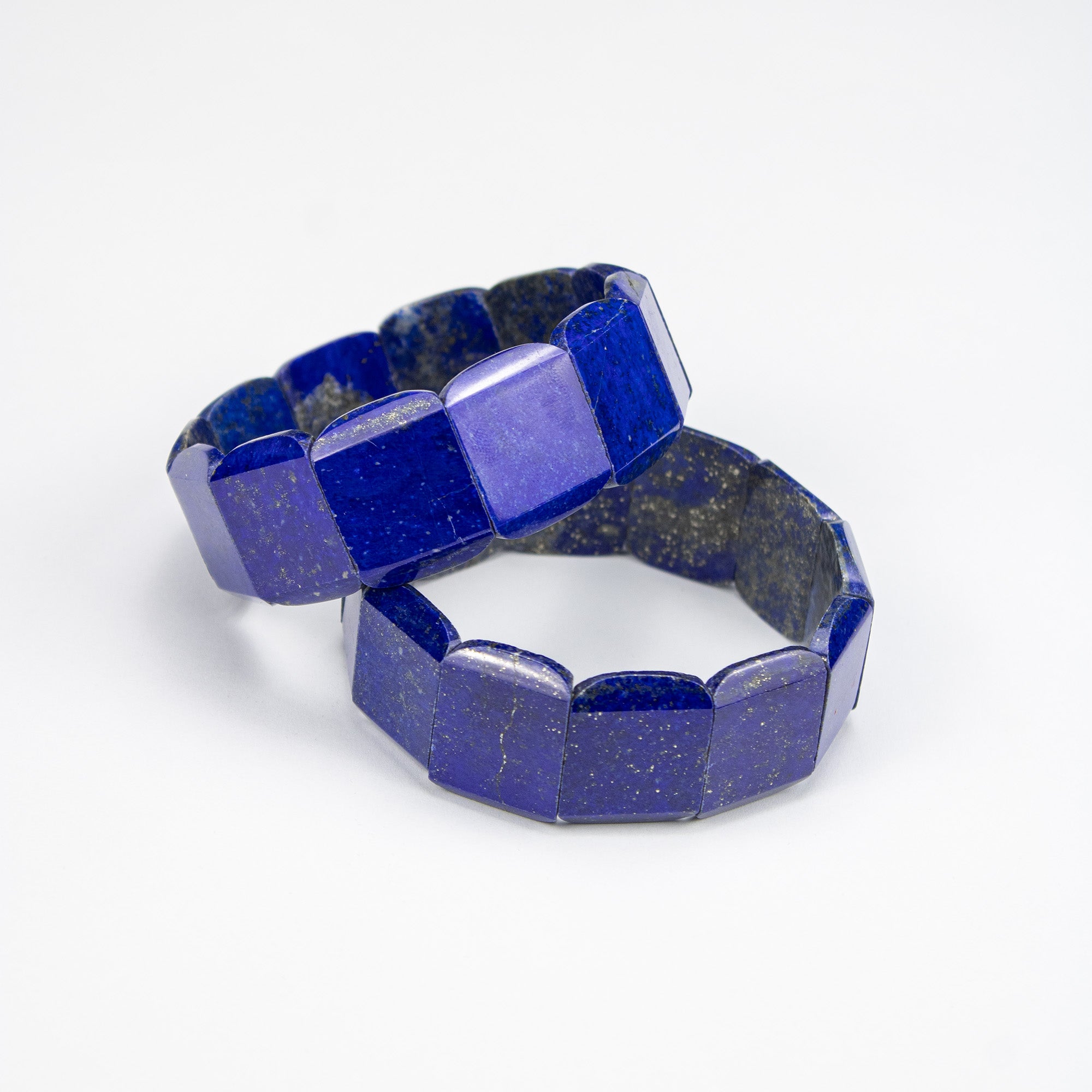 Natural Lapis Lazuli Square Cut Bracelet – Handmade Afghan Gemstone Bracelet with Pyrite – Premium Blue Stone – Adjustable Free Size