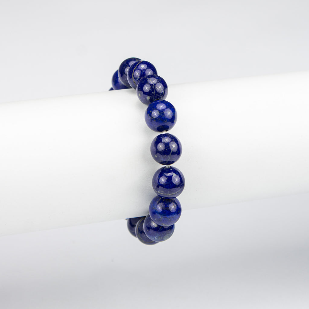 Natural Lapis Lazuli Bracelet (AA Grade) – Afghan Handmade Gemstone Jewelry – Blue with Pyrite – Premium Beaded Bracelet