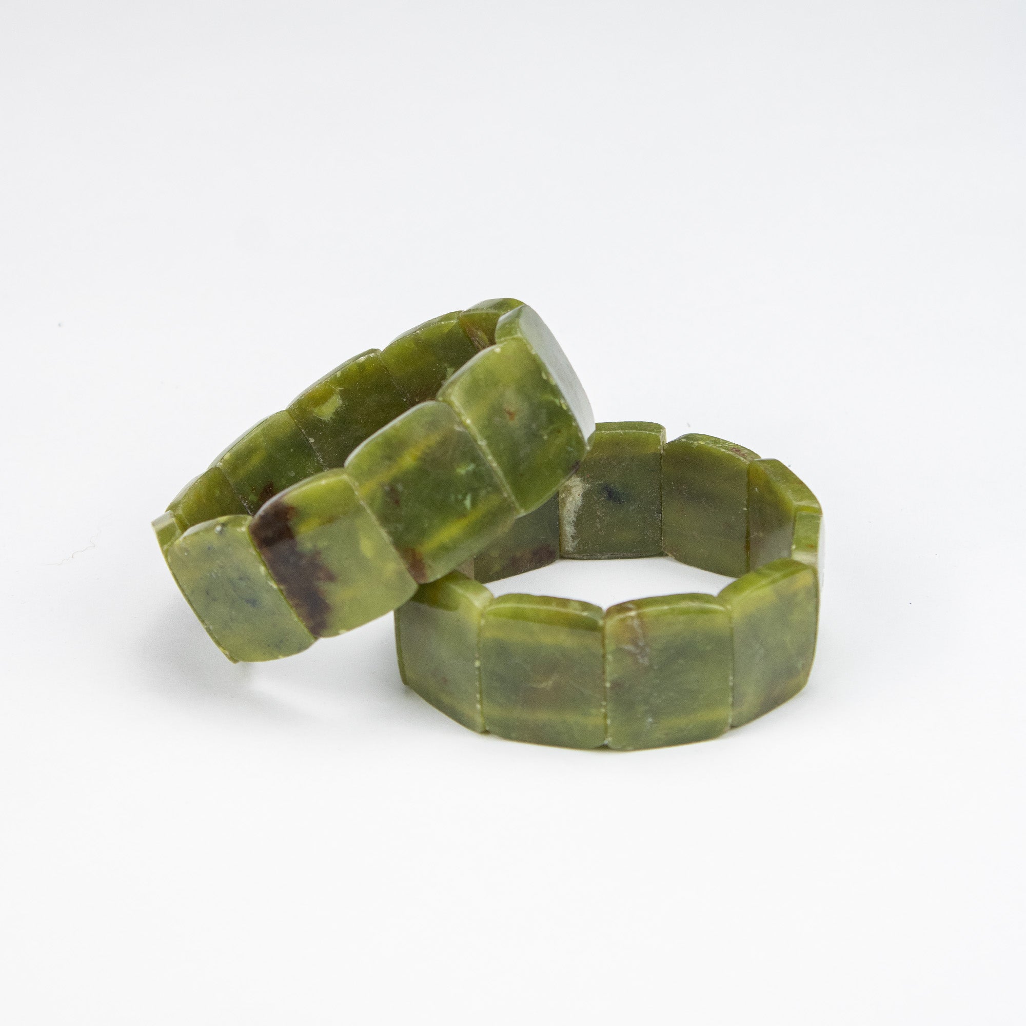 Natural Serpentine Square Cut Bracelet – Handmade Afghan Green Stone Bracelet – Adjustable Free Size