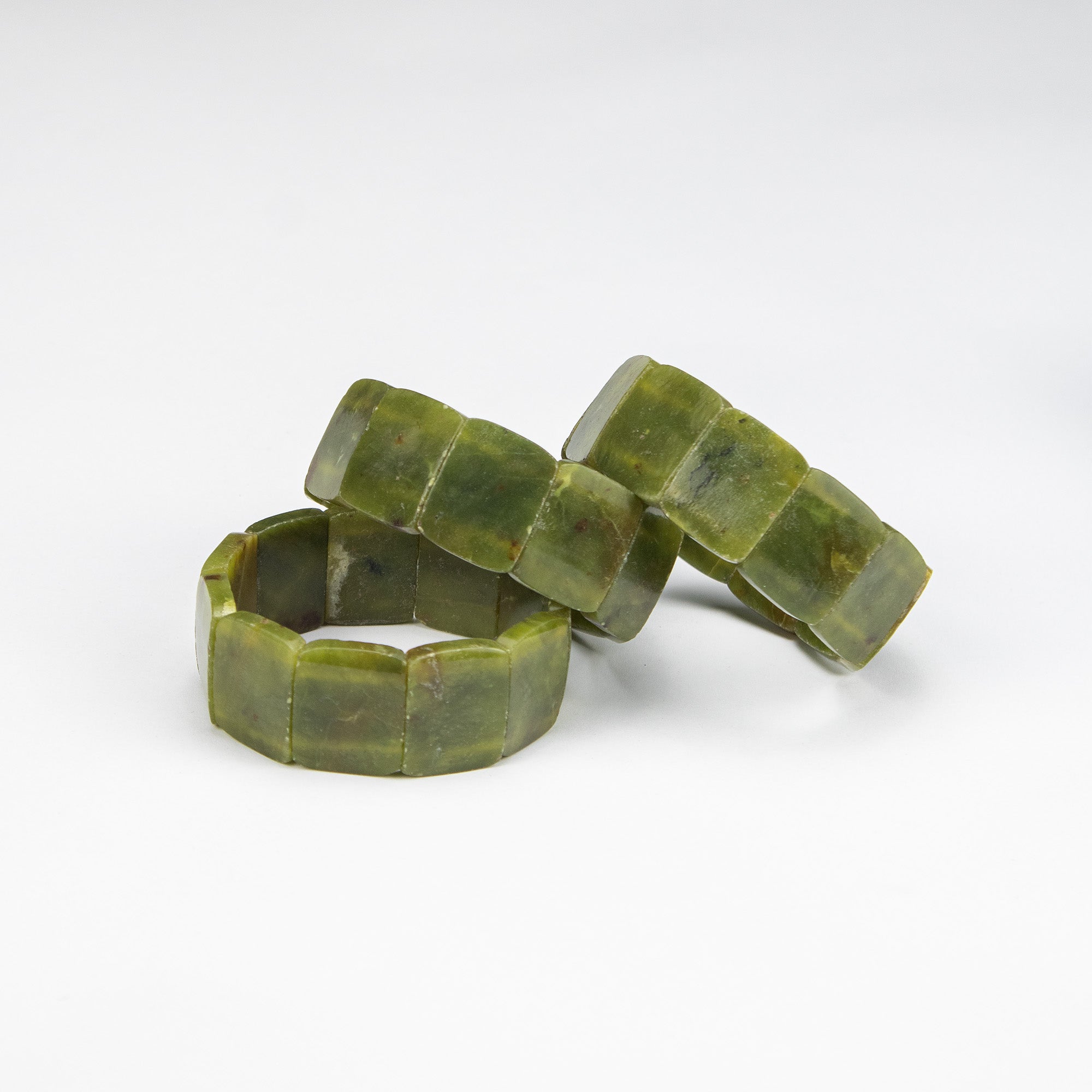 Natural Serpentine Square Cut Bracelet – Handmade Afghan Green Stone Bracelet – Adjustable Free Size