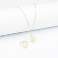 Cream Ivory Agate Jewelry Set in 925 Silver – Teardrop Pendant & Ring Set – Size 18 mm