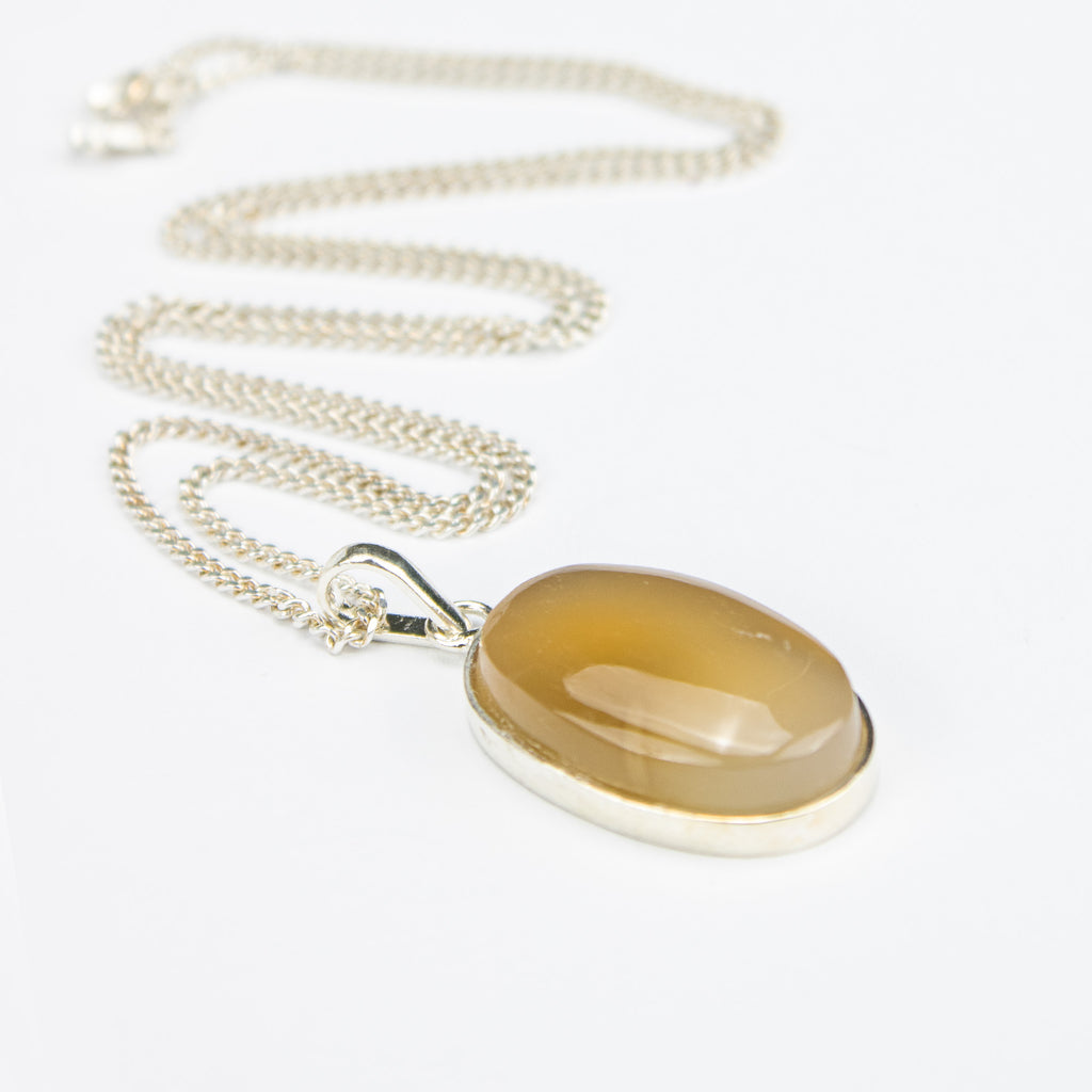 Afghan Golden Honey Agate Jewelry Set in 925 Silver – Oval Pendant & Ring Set – Size 18 mm