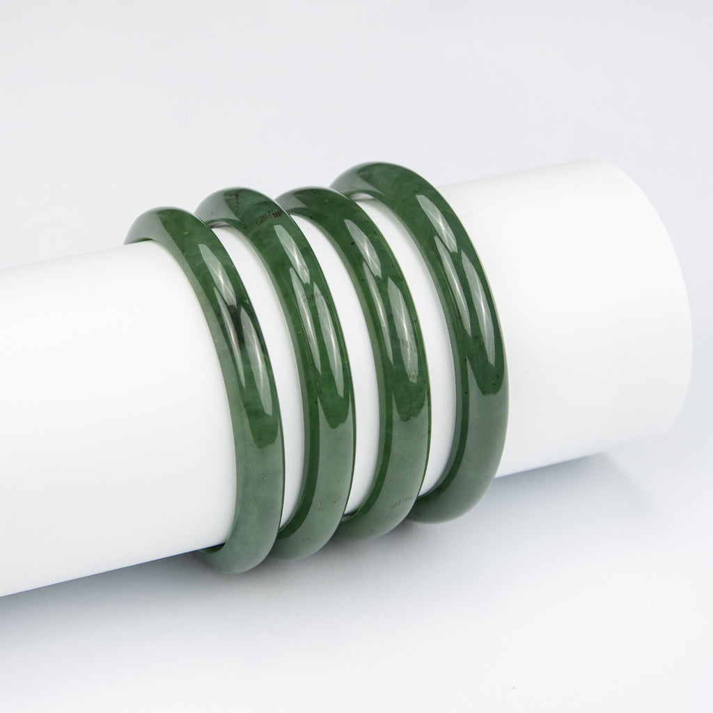 Natural Nephrite Jade Bangle – Handmade Afghan Green Gemstone Bracelet – Solid Stone Bangle – Premium AA Grade
