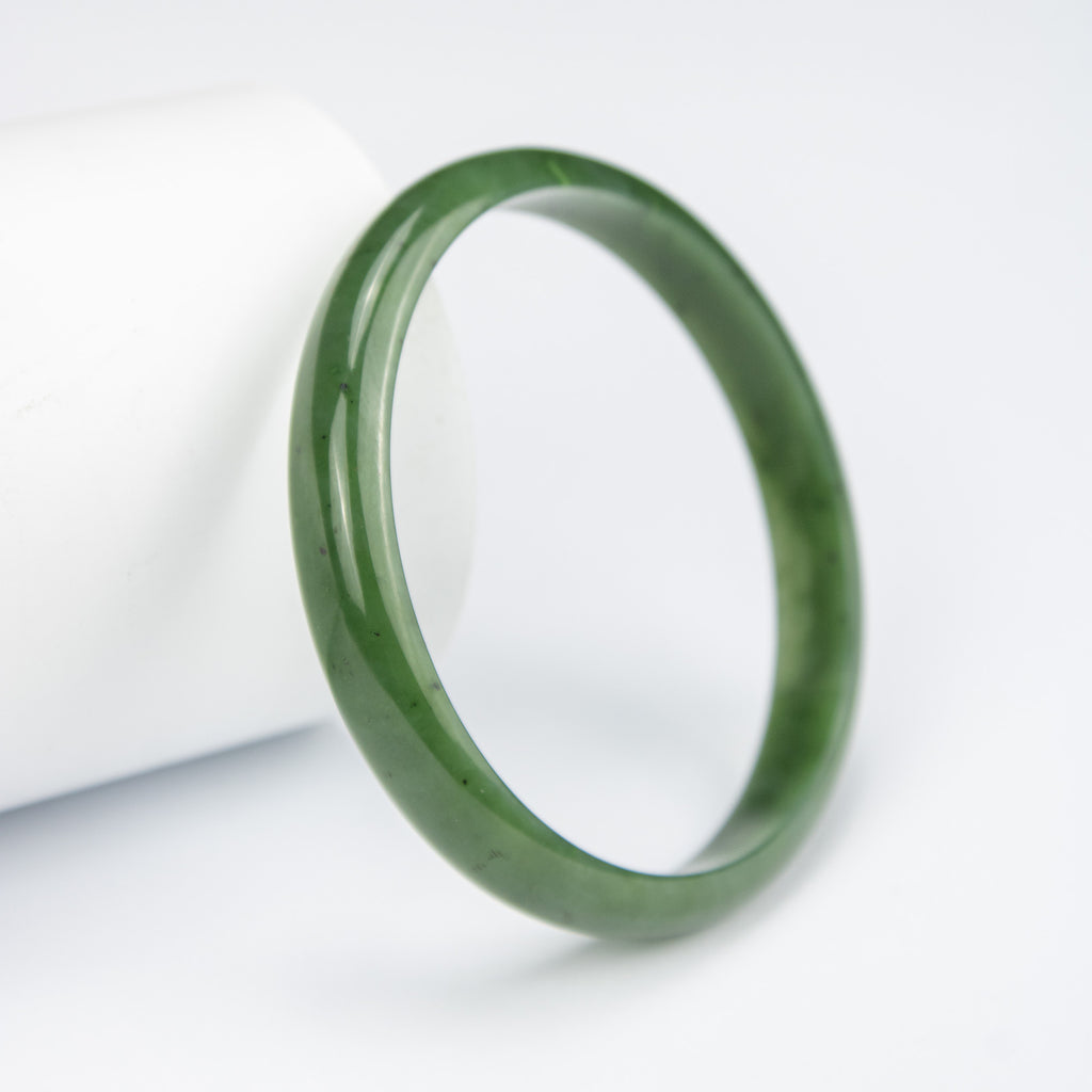 Natural Nephrite Jade Bangle – Handmade Afghan Green Gemstone Bracelet – Solid Stone Bangle – Premium AA Grade