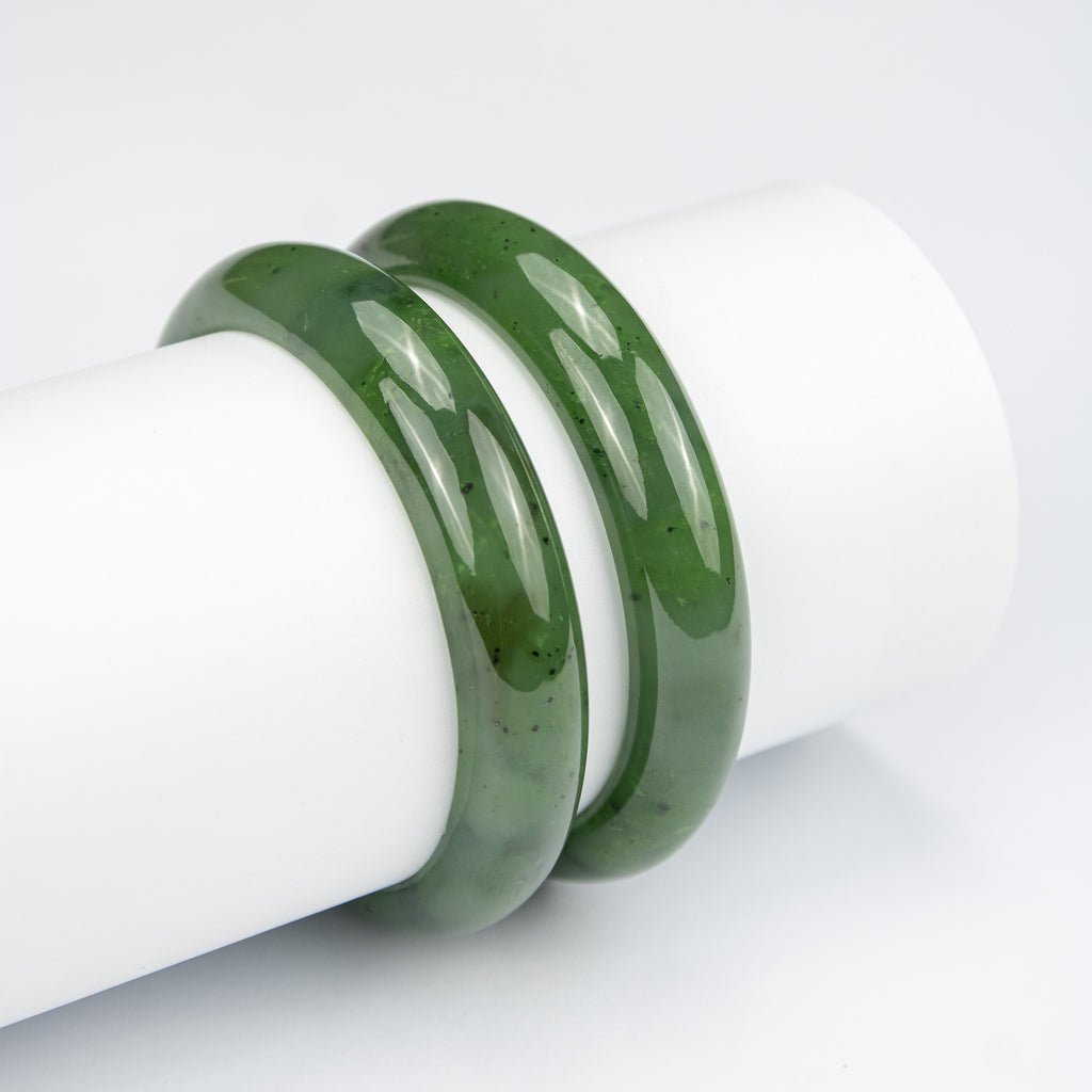 Natural Nephrite Jade Bangle – Thick Solid Afghan Green Gemstone Bracelet – Premium AA Grade