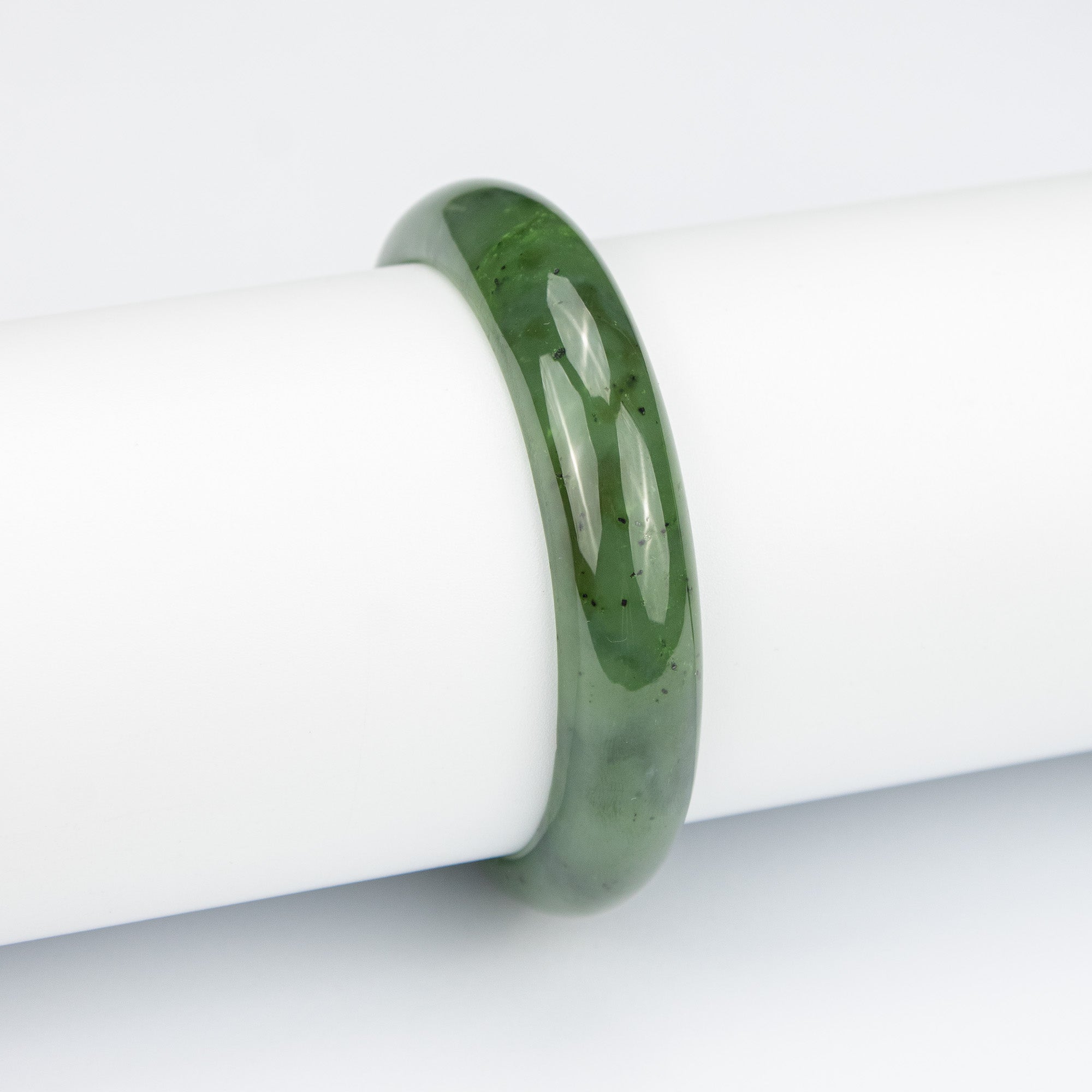 Natural Nephrite Jade Bangle – Thick Solid Afghan Green Gemstone Bracelet – Premium AA Grade