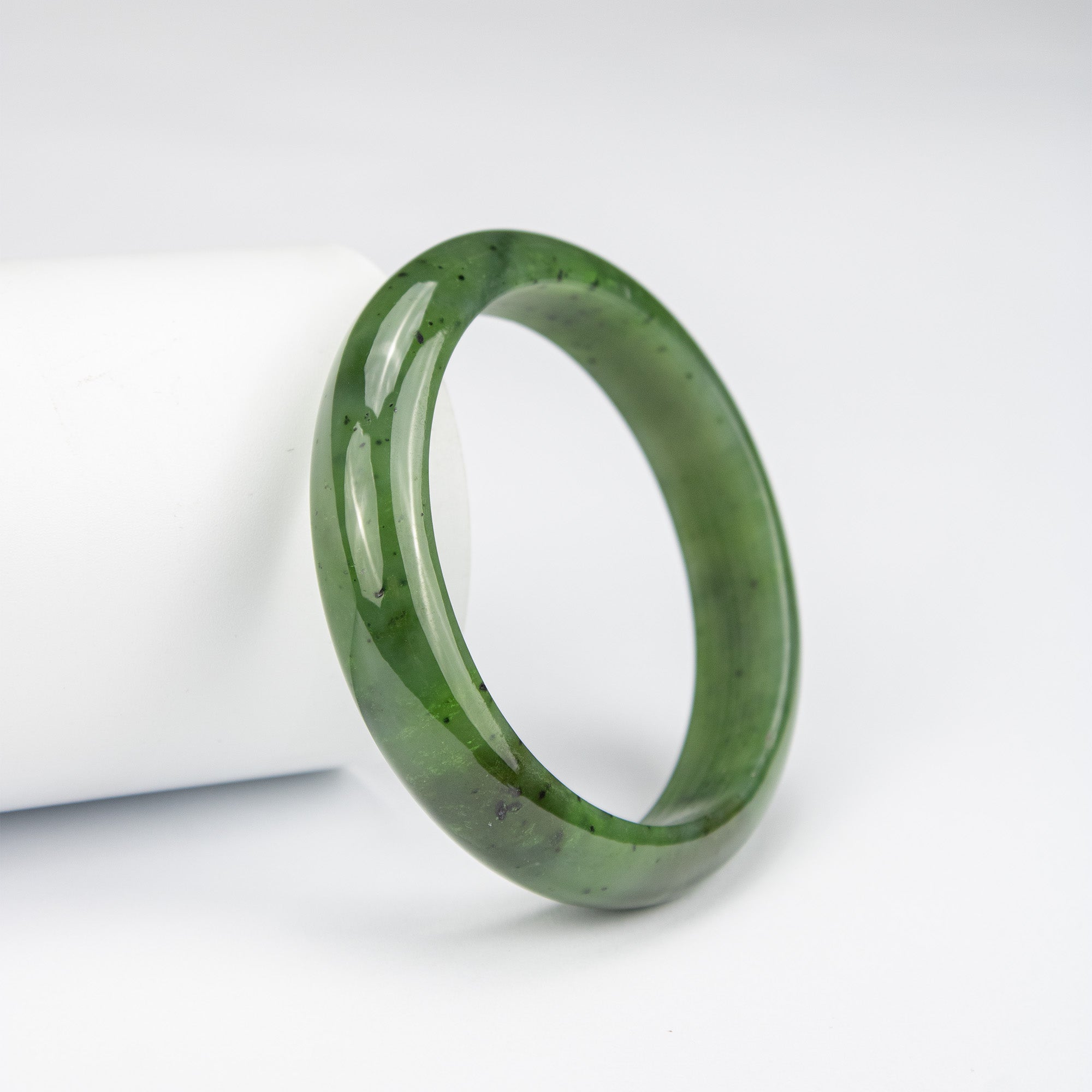 Natural Nephrite Jade Bangle – Thick Solid Afghan Green Gemstone Bracelet – Premium AA Grade