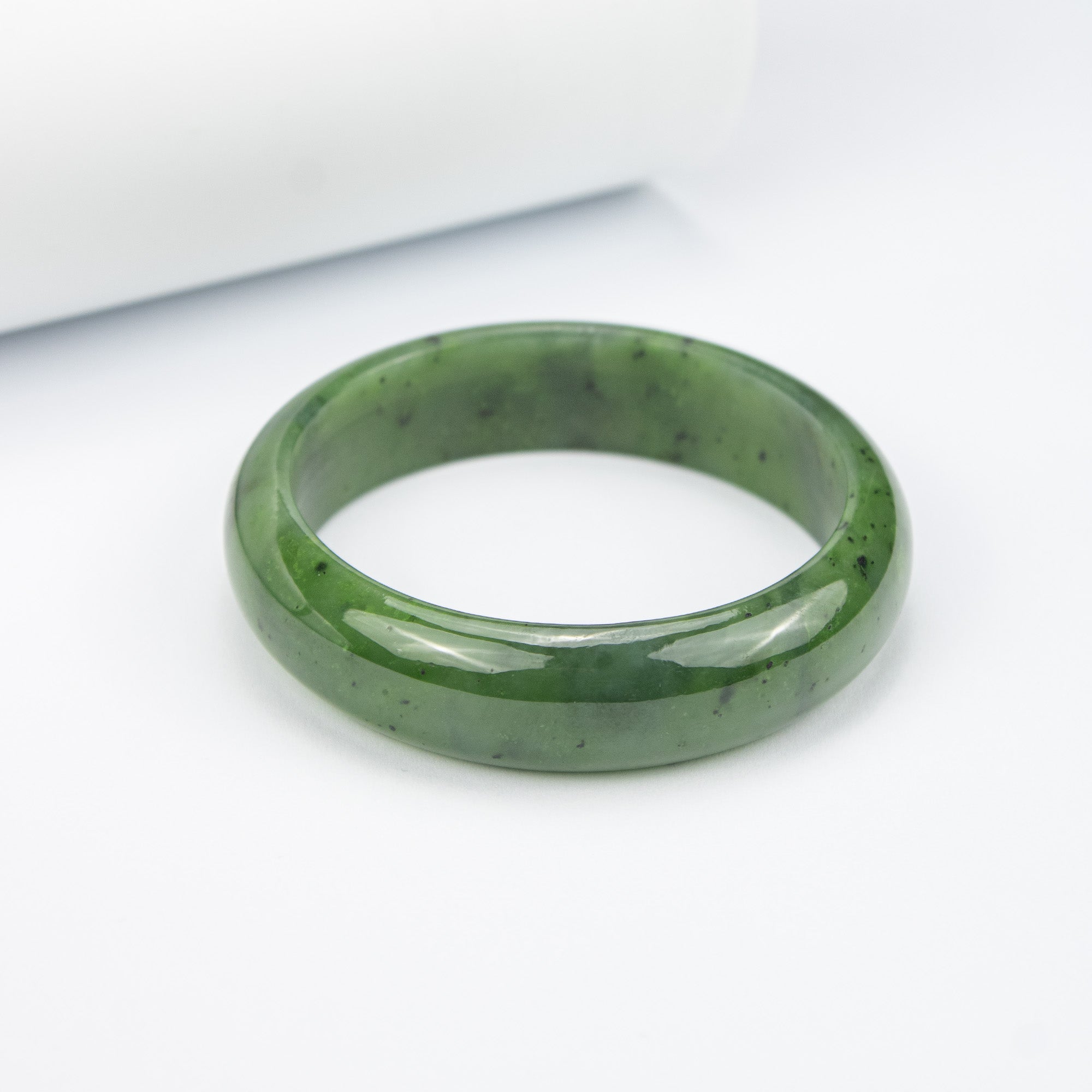 Natural Nephrite Jade Bangle – Thick Solid Afghan Green Gemstone Bracelet – Premium AA Grade