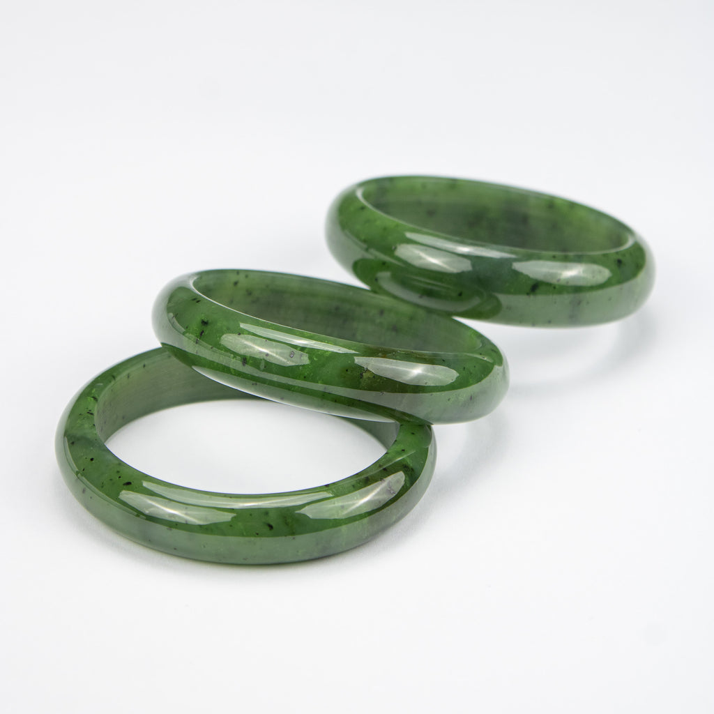Natural Nephrite Jade Bangle – Thick Solid Afghan Green Gemstone Bracelet – Premium AA Grade