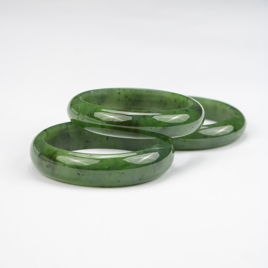 Natural Nephrite Jade Bangle – Thick Solid Afghan Green Gemstone Bracelet – Premium AA Grade