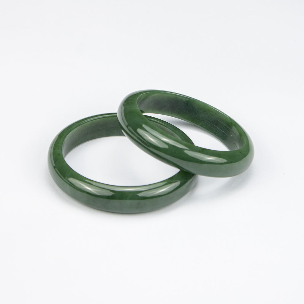 Natural Nephrite Jade Bangle – Afghan Green Gemstone Bracelet – Slim Design  – AA Grade