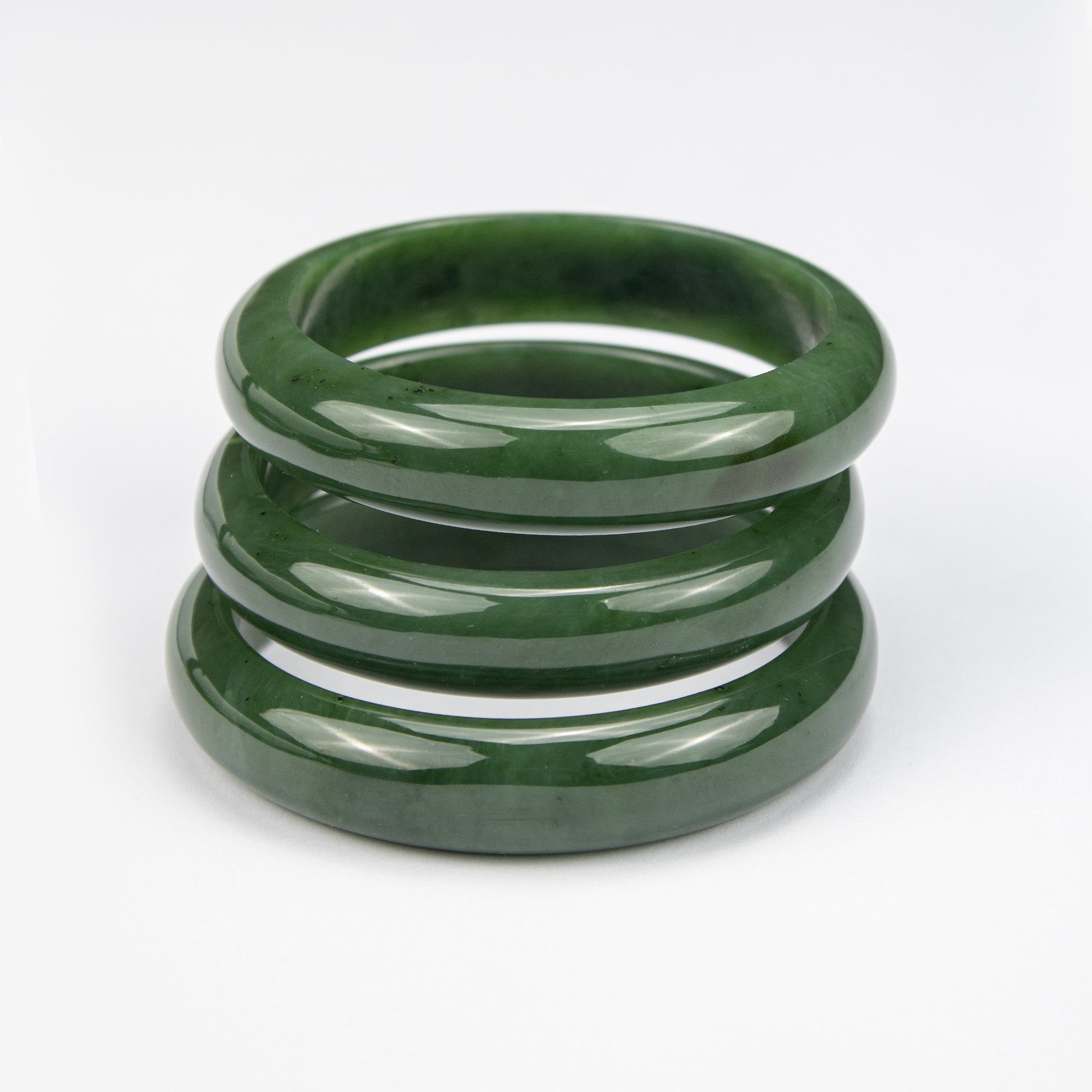 Natural Nephrite Jade Bangle – Afghan Green Gemstone Bracelet – Slim Design  – AA Grade