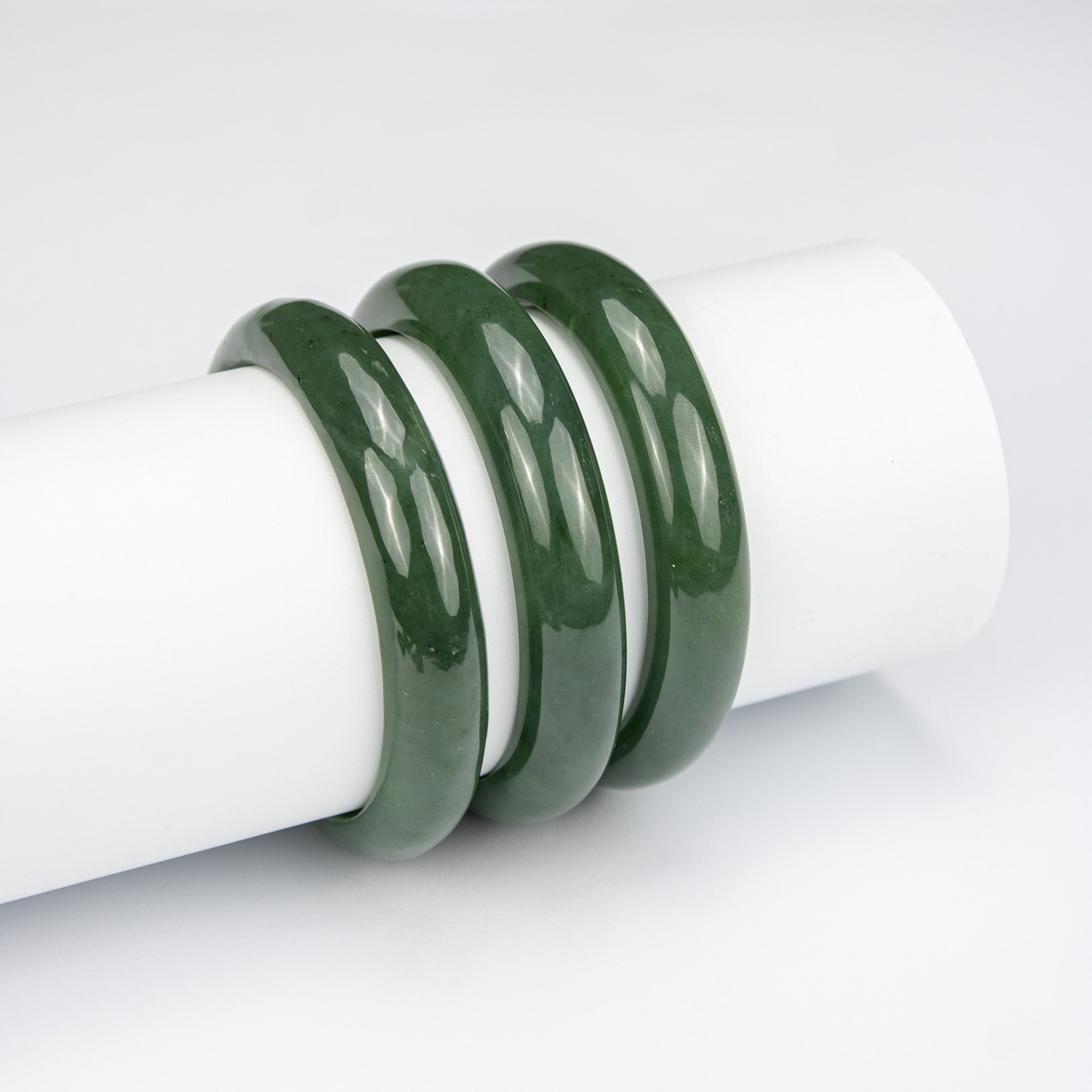 Natural Nephrite Jade Bangle – Afghan Green Gemstone Bracelet – Slim Design  – AA Grade