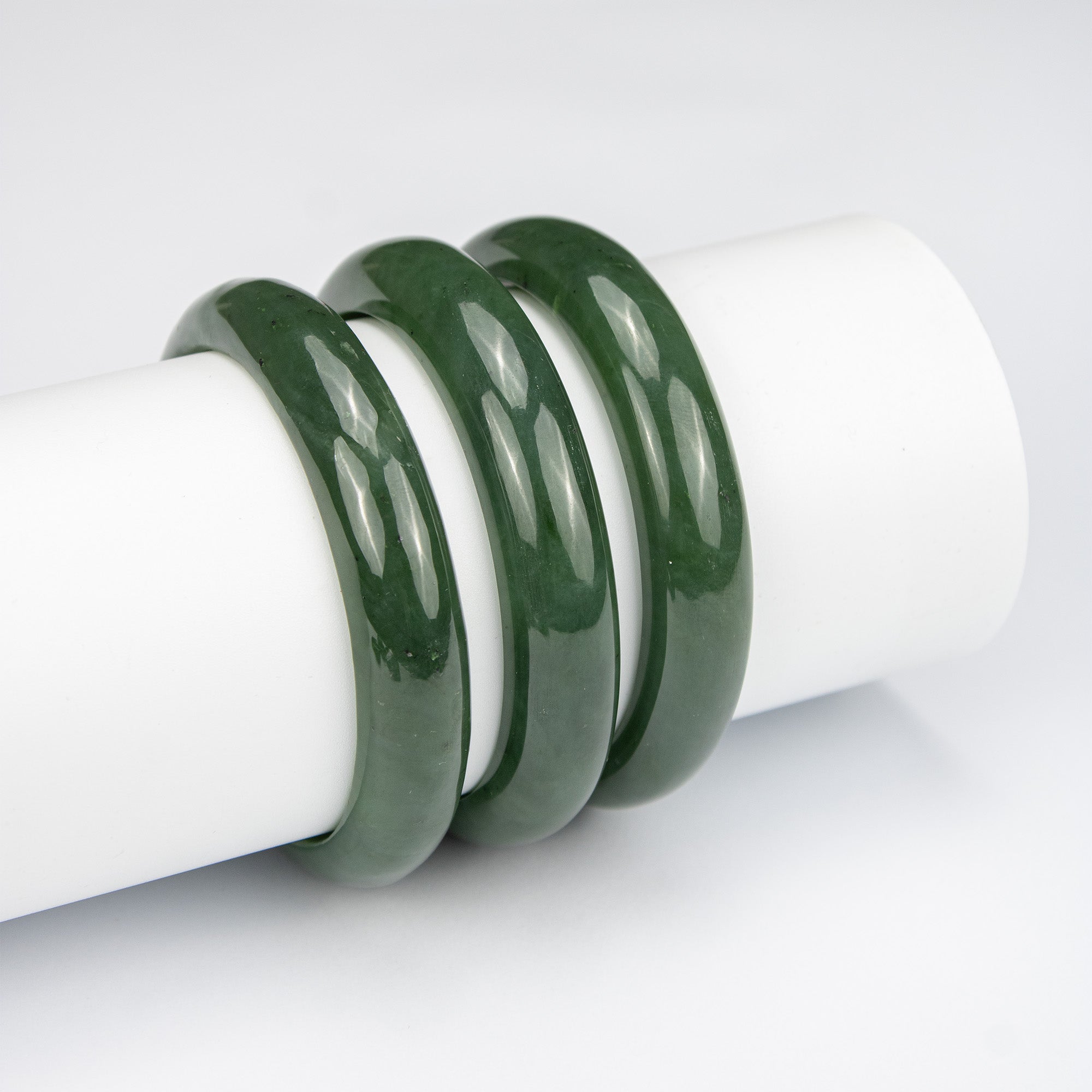 Natural Nephrite Jade Bangle – Afghan Green Gemstone Bracelet – Slim Design  – AA Grade