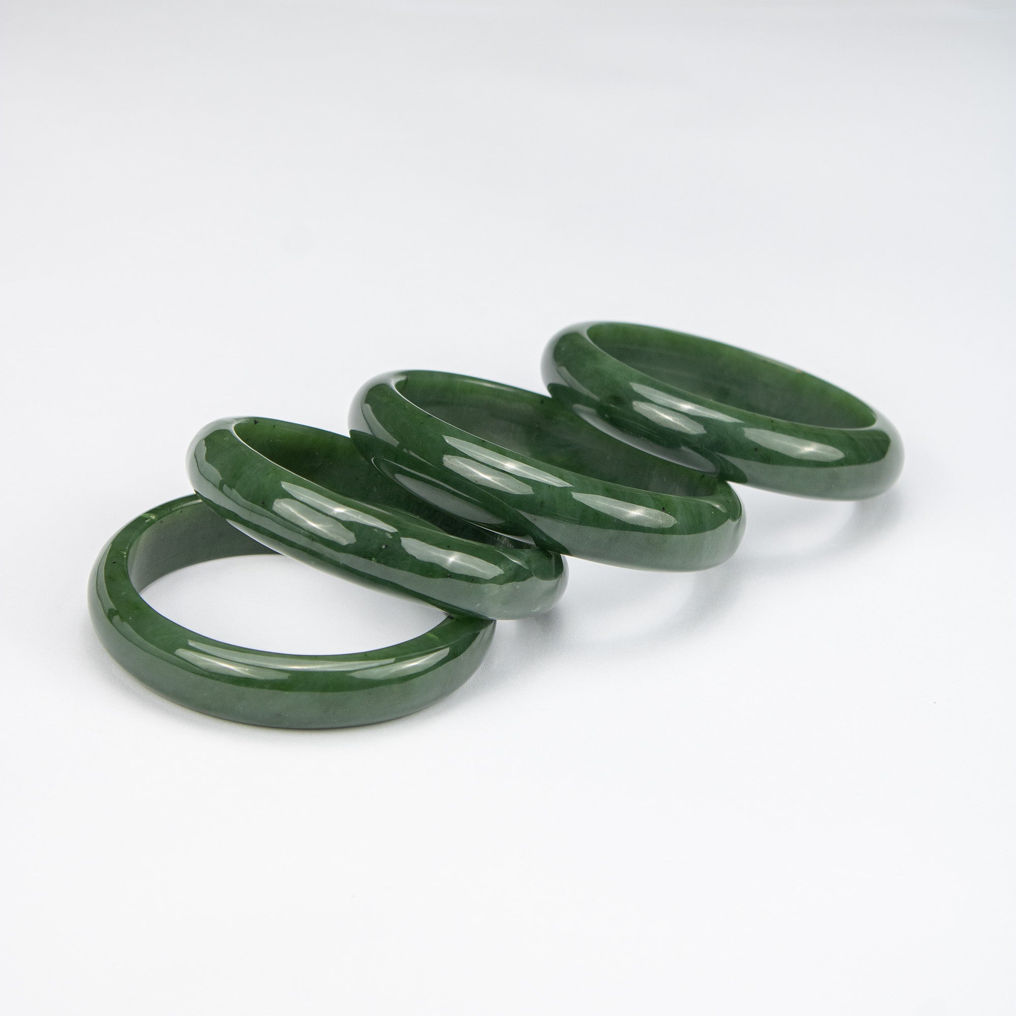 Natural Nephrite Jade Bangle – Afghan Green Gemstone Bracelet – Slim Design  – AA Grade