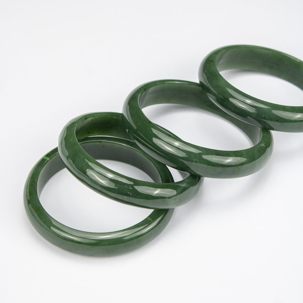 Natural Nephrite Jade Bangle – Afghan Green Gemstone Bracelet – Slim Design  – AA Grade