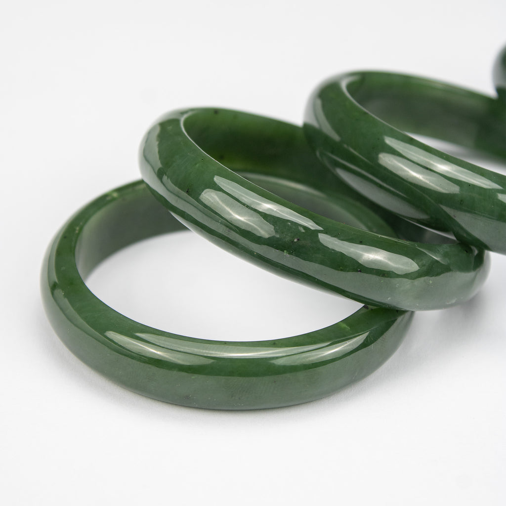 Natural Nephrite Jade Bangle – Afghan Green Gemstone Bracelet – Slim Design  – AA Grade