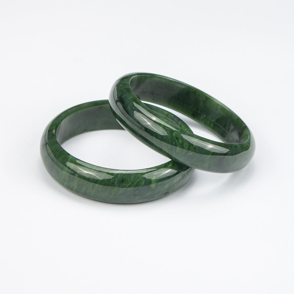 Natural Nephrite Jade Bangle – Afghan Green Gemstone Bracelet– Solid Stone – A Grade