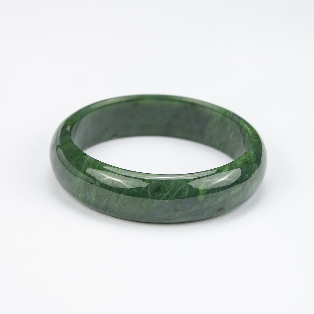 Natural Nephrite Jade Bangle – Afghan Green Gemstone Bracelet– Solid Stone – A Grade