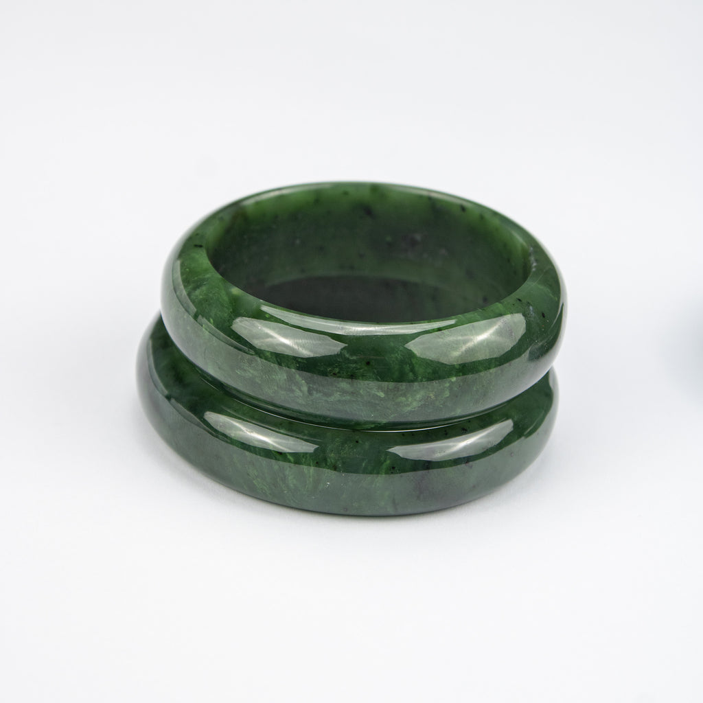 Natural Nephrite Jade Bangle – Afghan Green Gemstone Bracelet– Solid Stone – A Grade