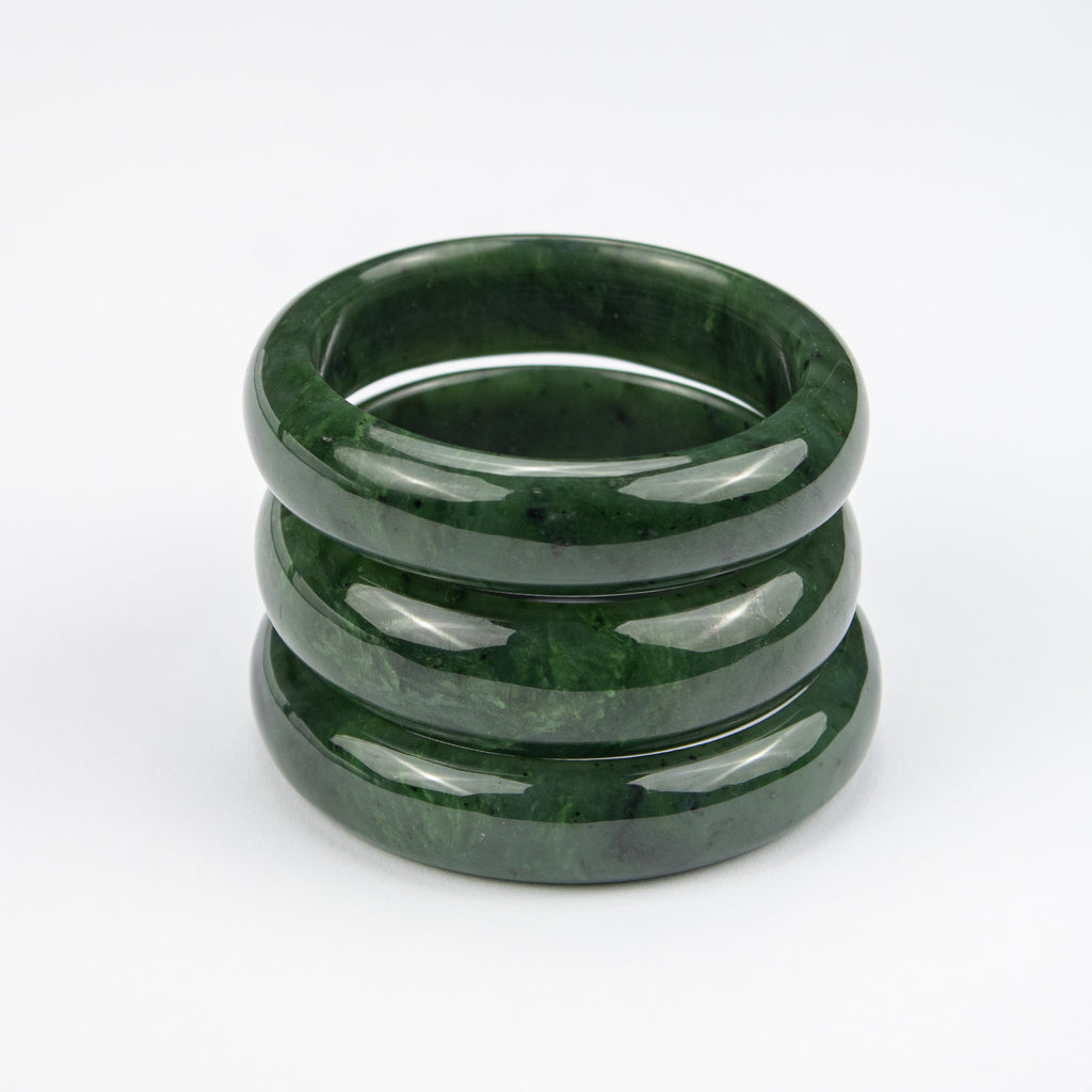 Natural Nephrite Jade Bangle – Afghan Green Gemstone Bracelet– Solid Stone – A Grade