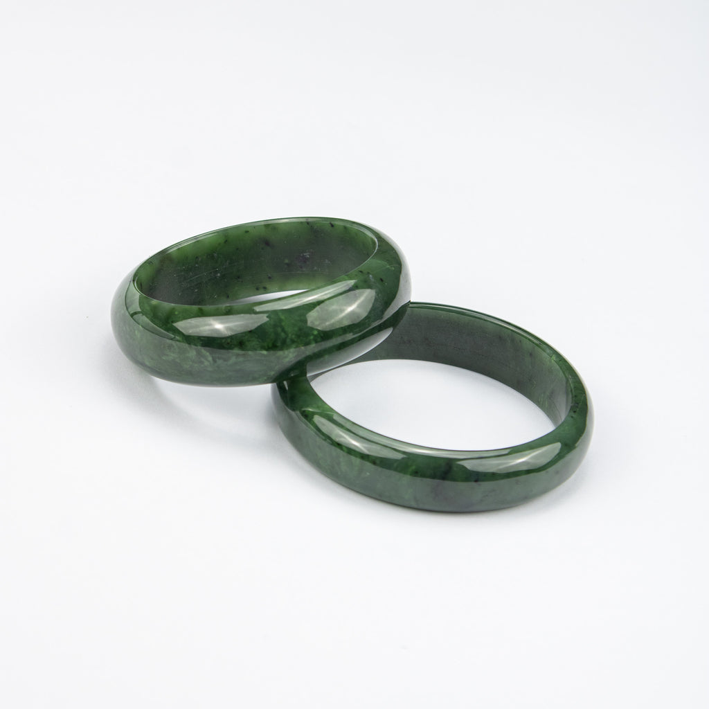 Natural Nephrite Jade Bangle – Afghan Green Gemstone Bracelet– Solid Stone – A Grade