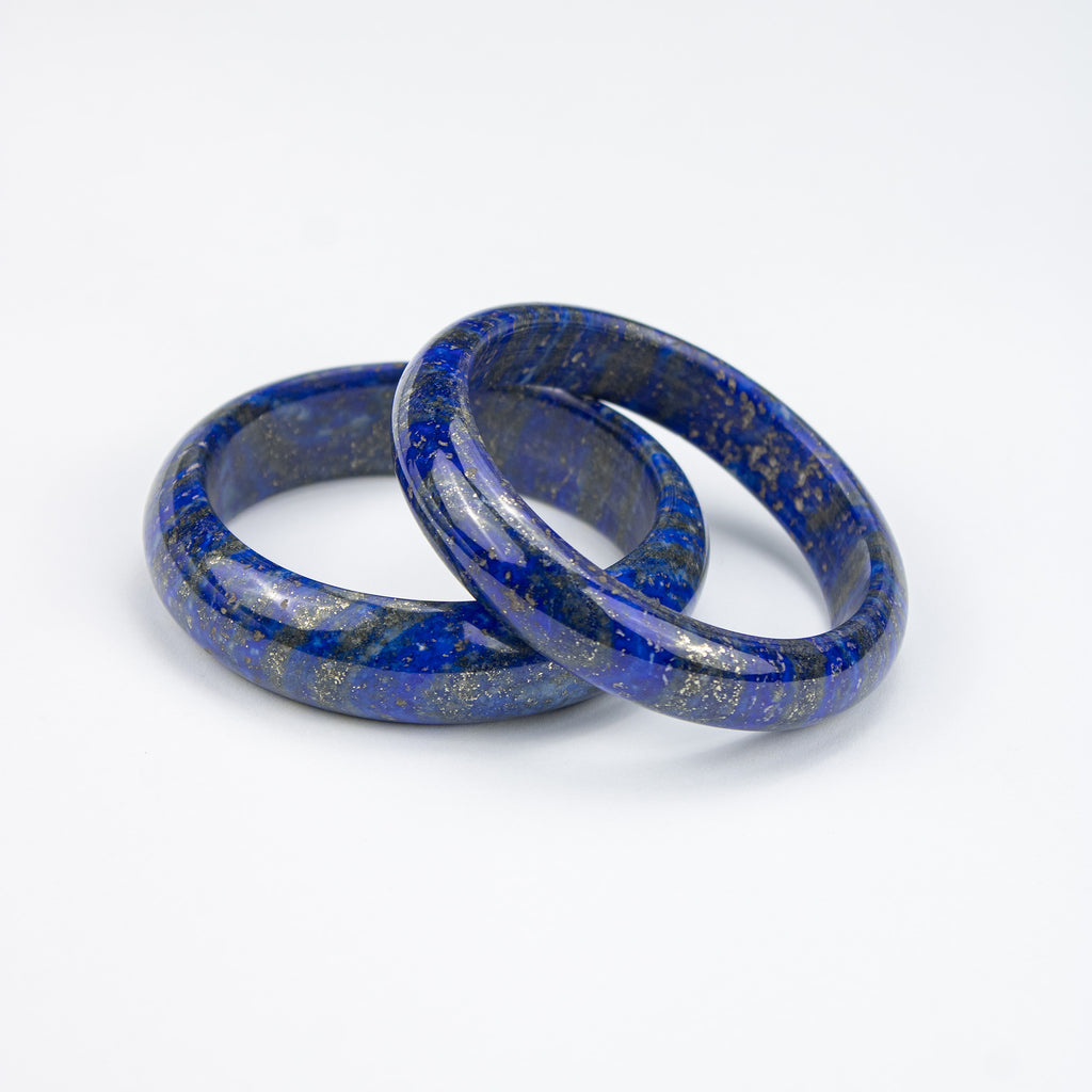 Natural Lapis Lazuli AA Bangle – Afghan Blue Stone with Pyrite