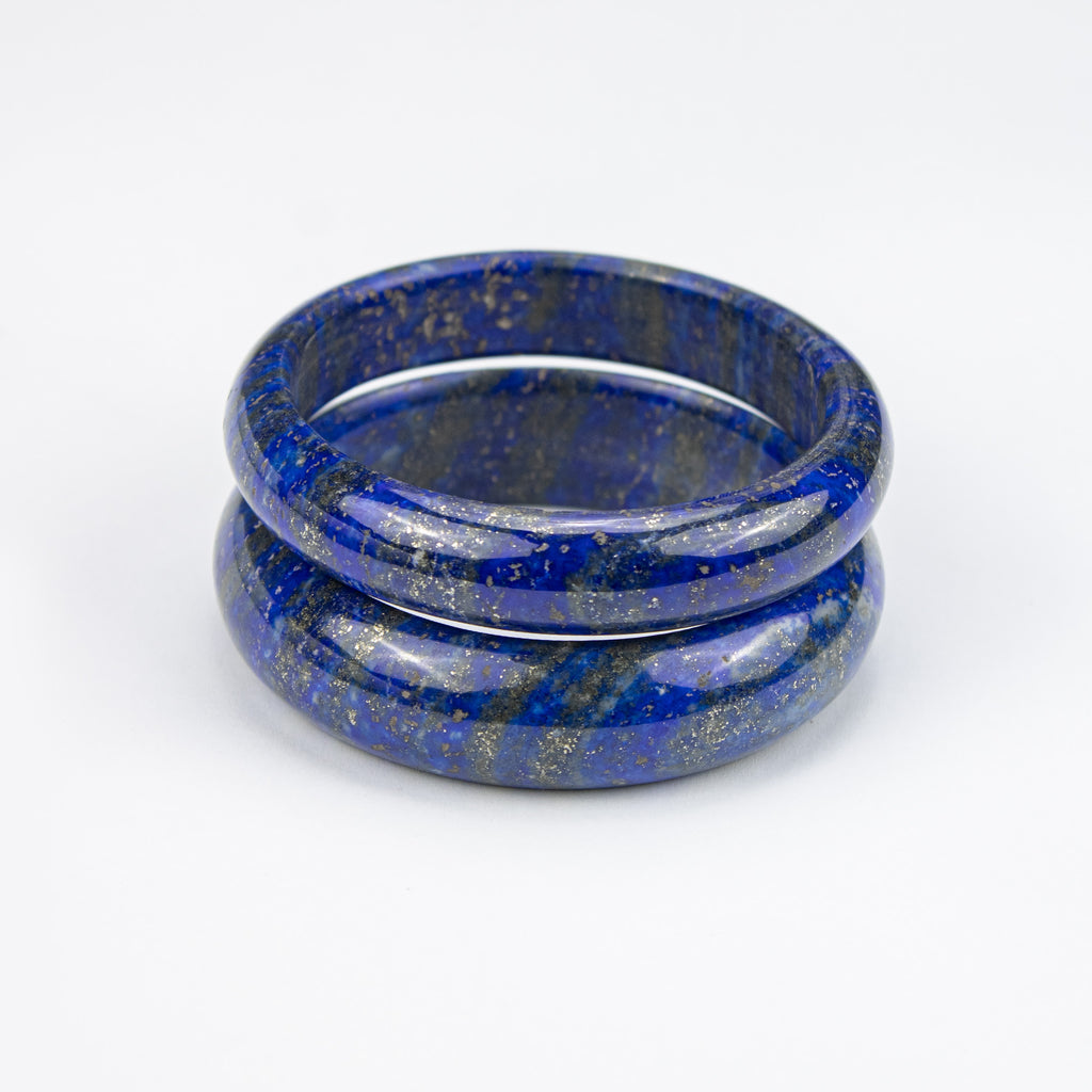 Natural Lapis Lazuli AA Bangle – Afghan Blue Stone with Pyrite