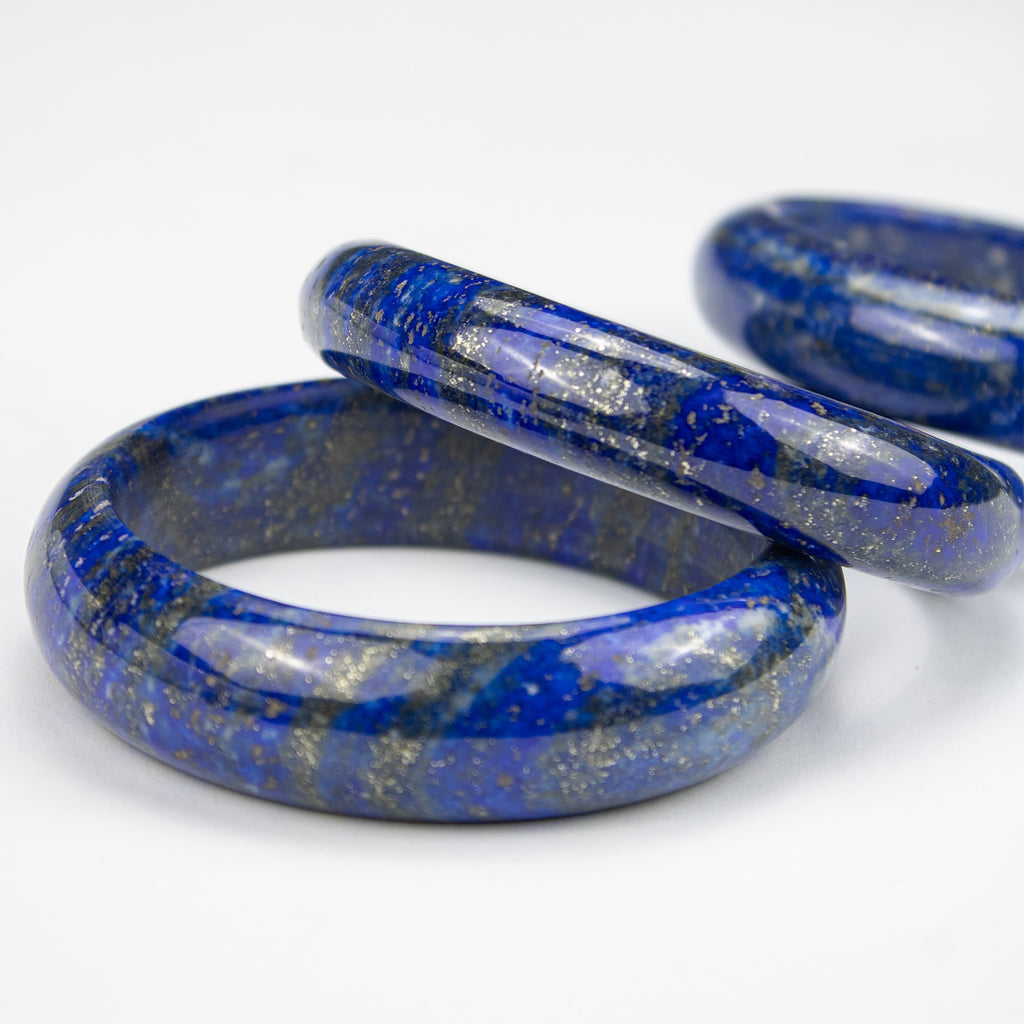 Natural Lapis Lazuli AA Bangle – Afghan Blue Stone with Pyrite