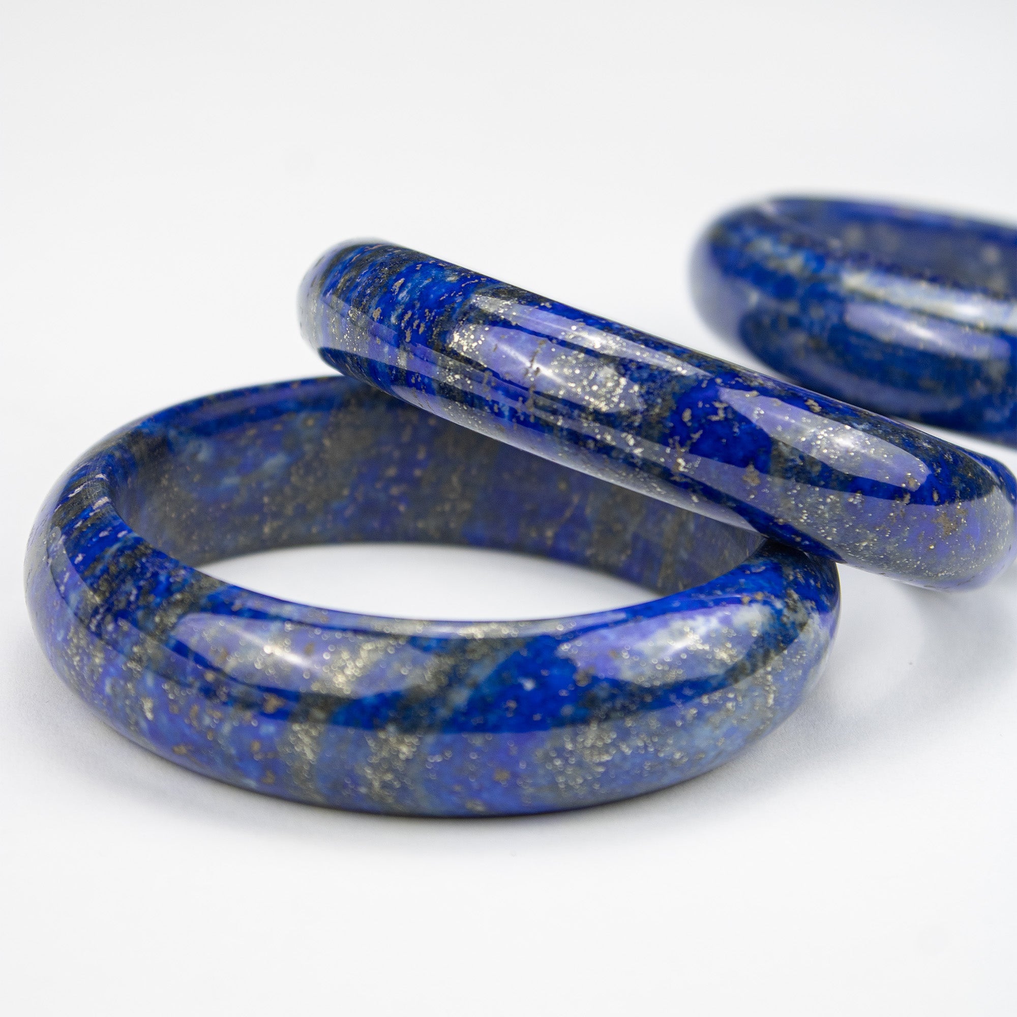 Natural Lapis Lazuli AA Bangle – Afghan Blue Stone with Pyrite