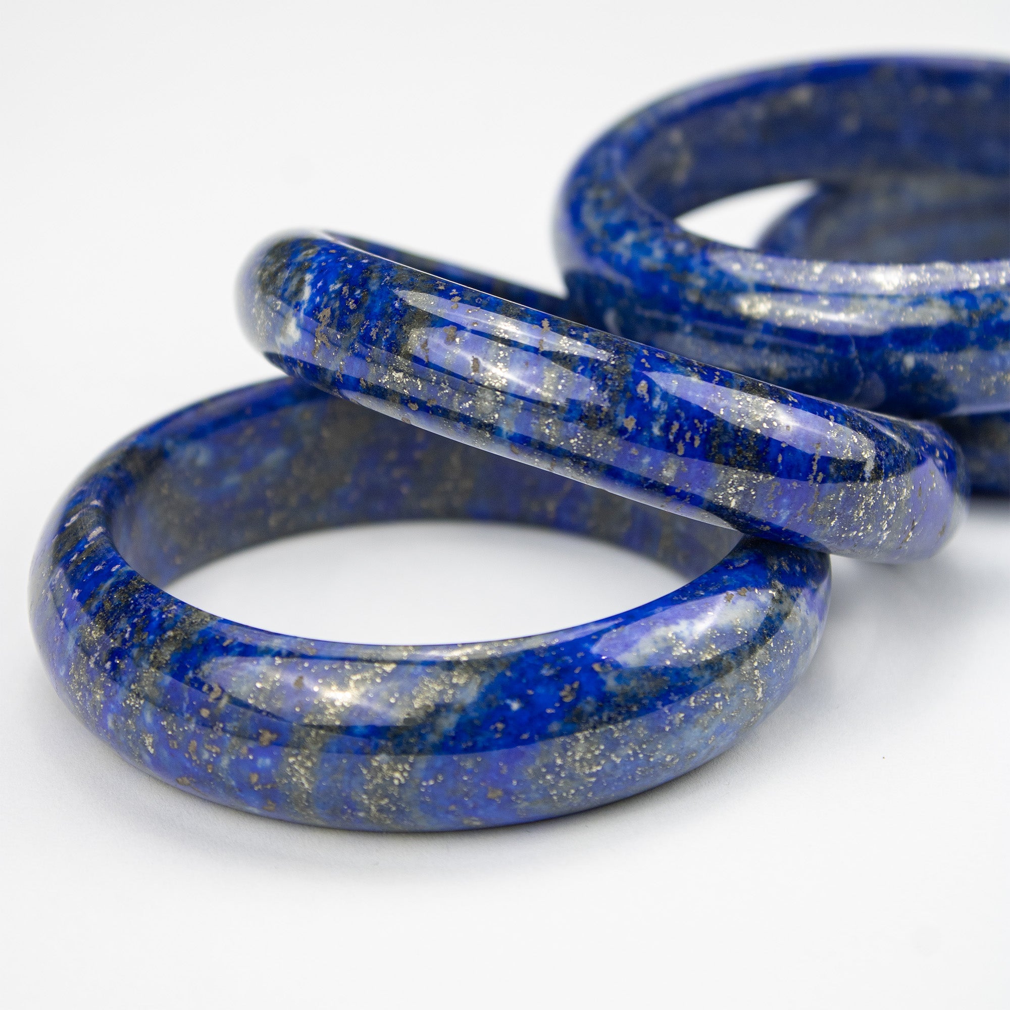 Natural Lapis Lazuli AA Bangle – Afghan Blue Stone with Pyrite