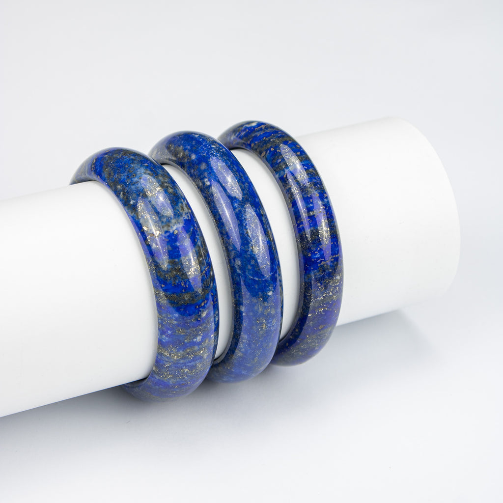 Natural Lapis Lazuli AA Bangle – Afghan Blue Stone with Pyrite