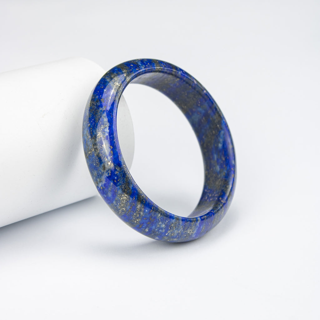 Natural Lapis Lazuli AA Bangle – Afghan Blue Stone with Pyrite