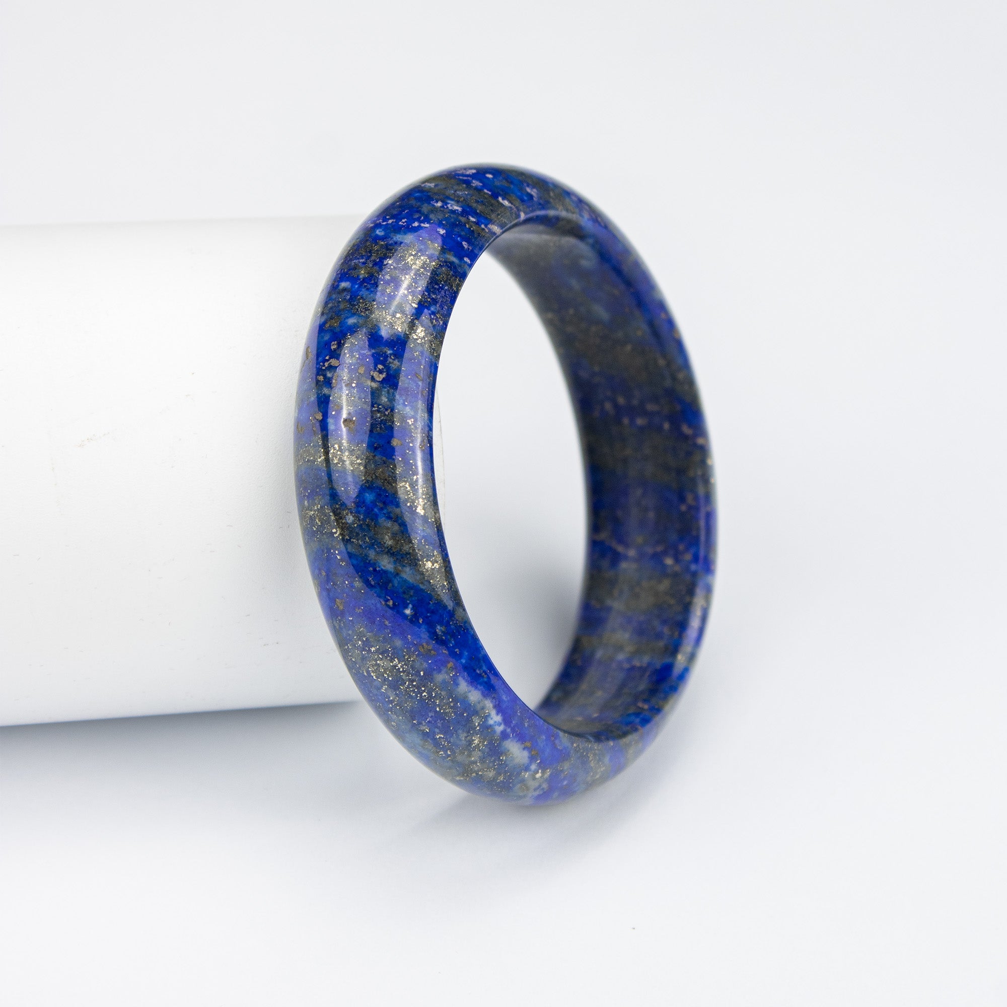 Natural Lapis Lazuli AA Bangle – Afghan Blue Stone with Pyrite