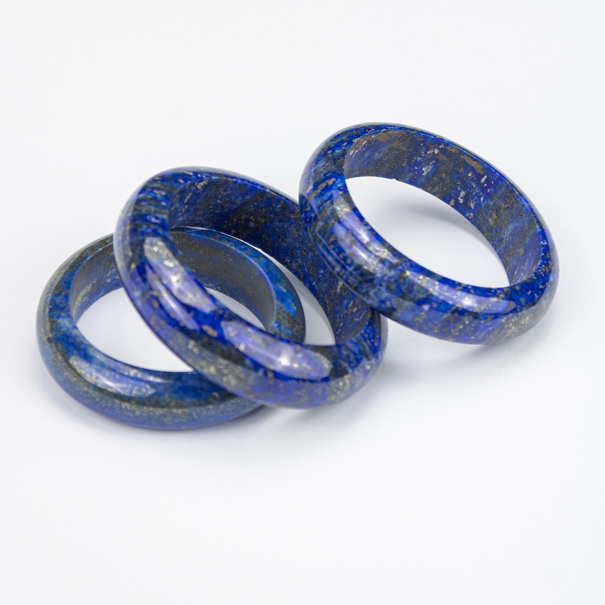 Natural Lapis Lazuli Kid Bangle – Afghan Blue Stone with Pyrite – Small Size Bracelet